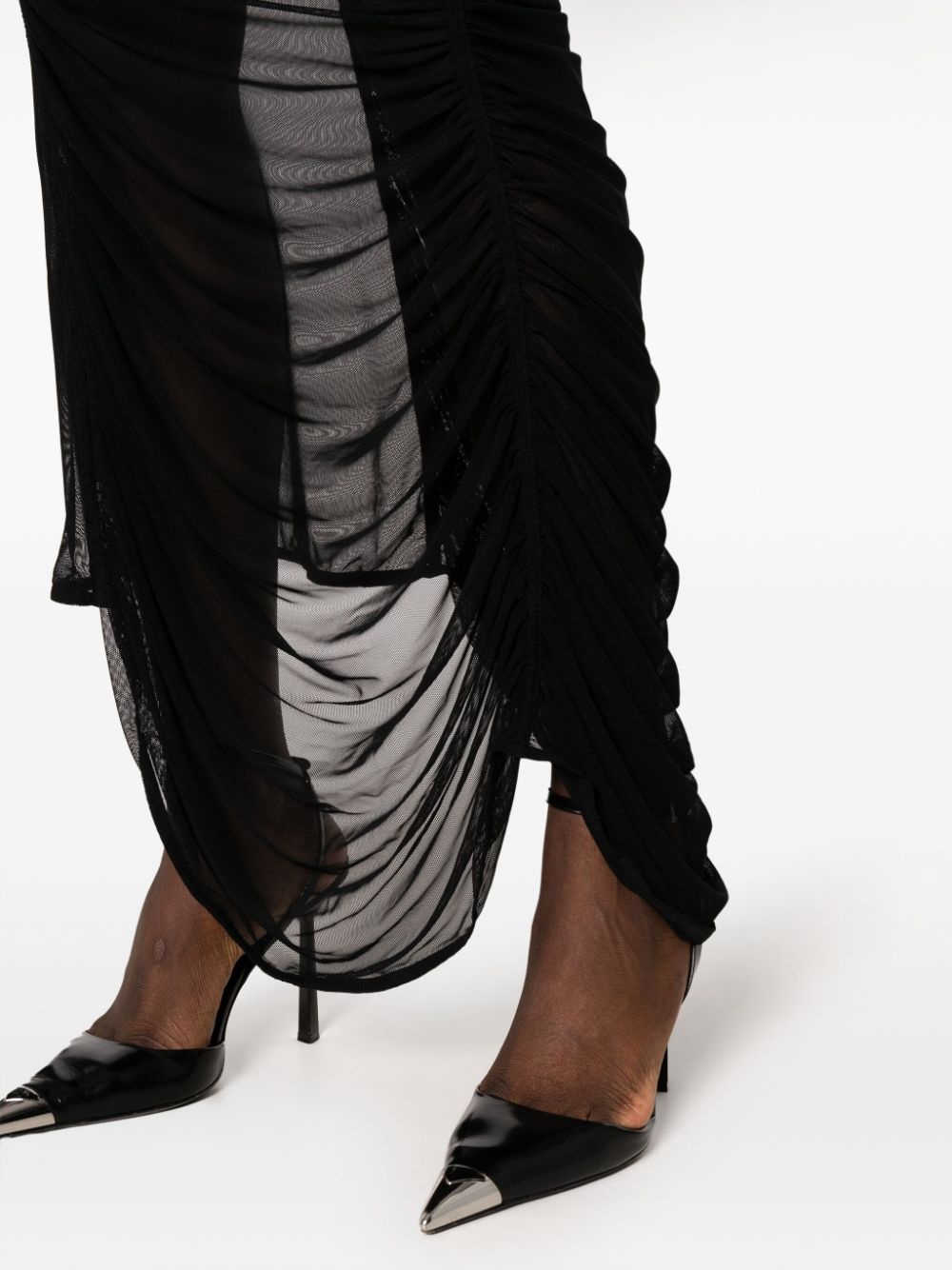 Fishnet ruched sheer maxi dress - 5