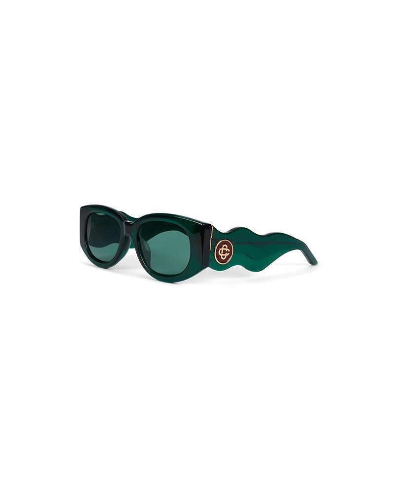 Dark Green & Gold Memphis Sunglasses - 1