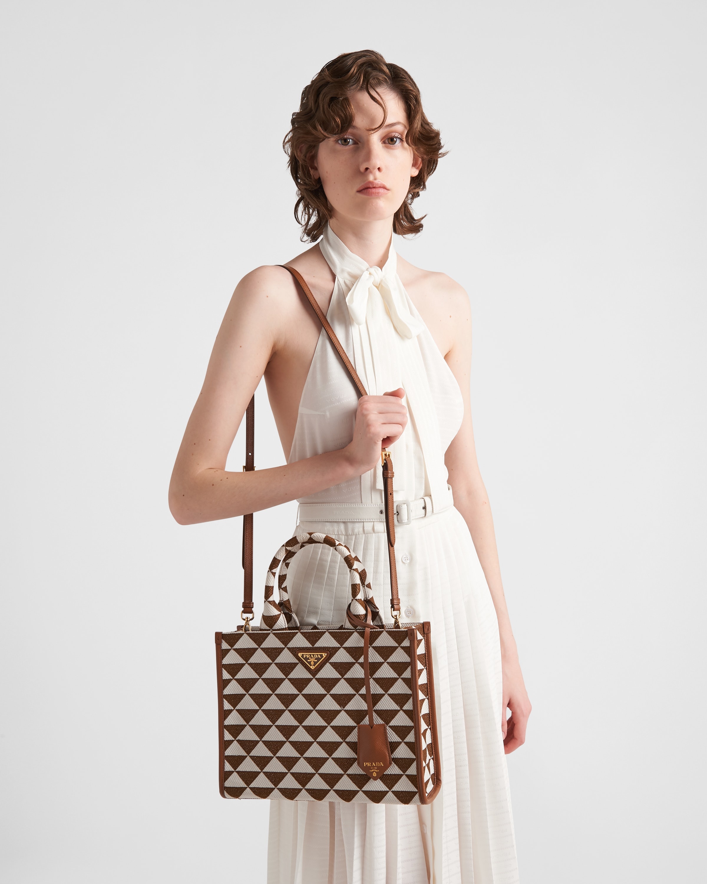 Small Prada Symbole embroidered fabric handbag - 9