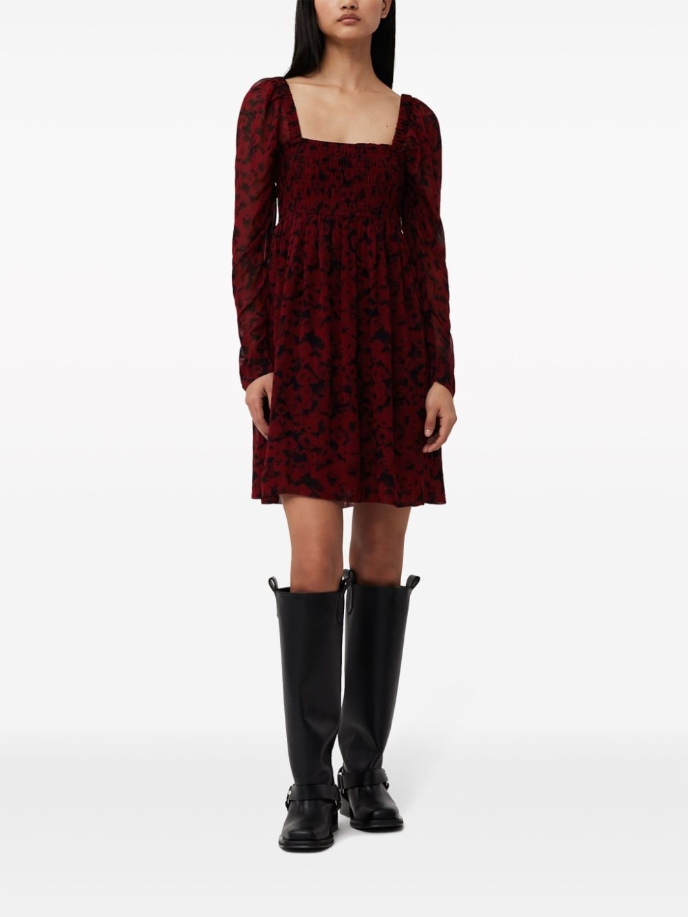 square-neck georgette minidress - 2