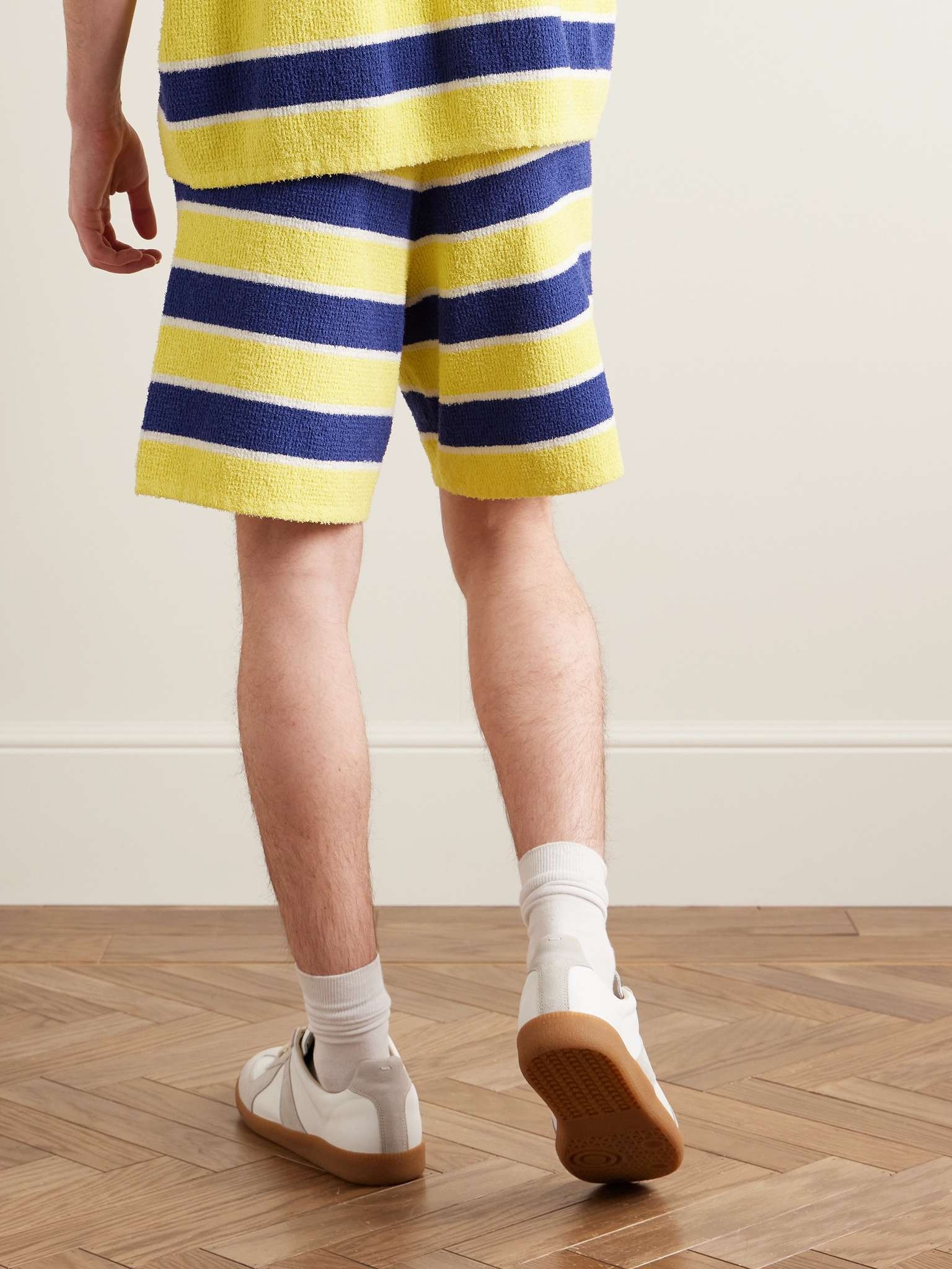 Straight-Leg Logo-Appliqued Striped Cotton-Blend Terry Shorts - 3