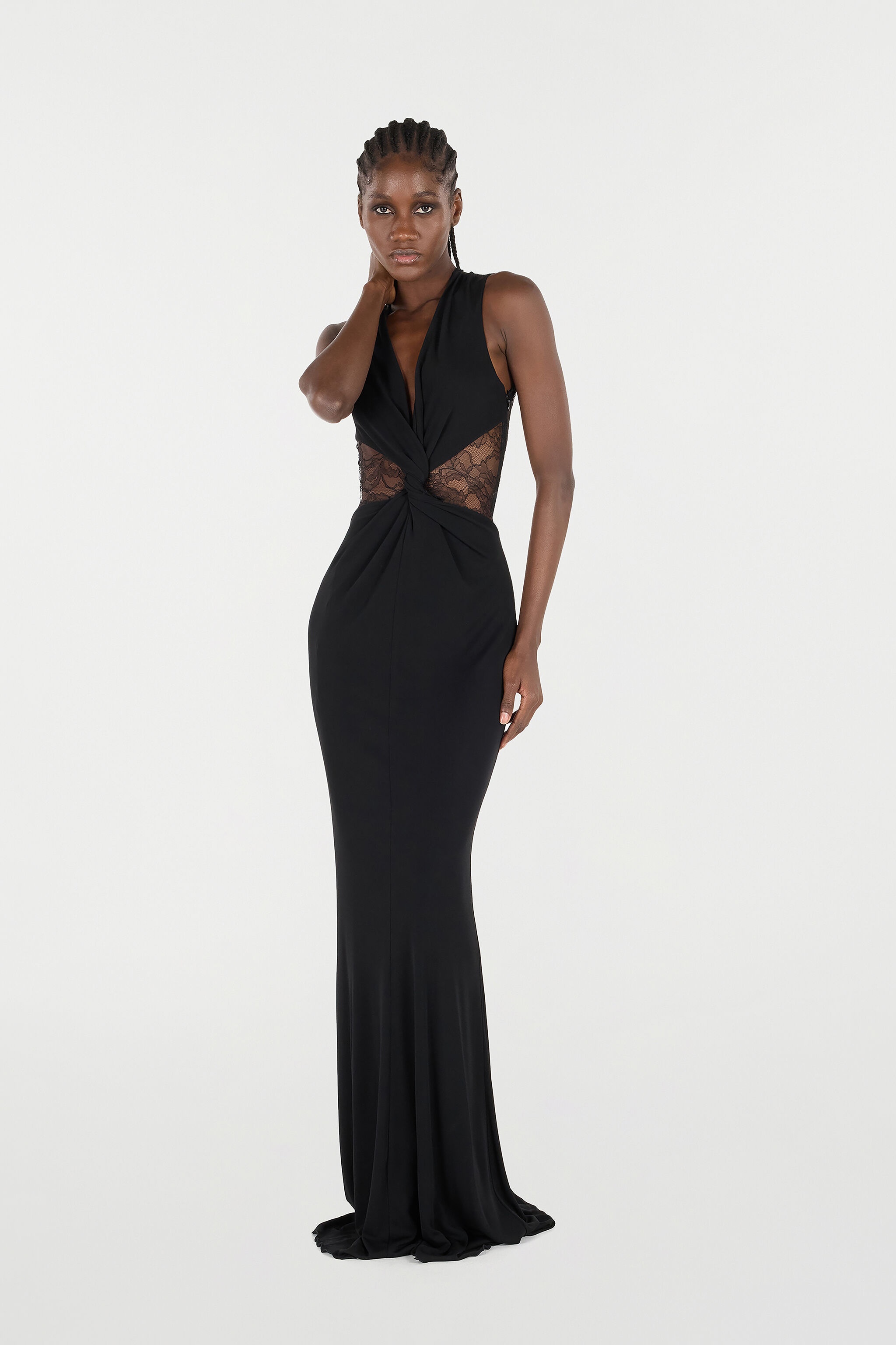 Extra Long Dress with Lace - 2