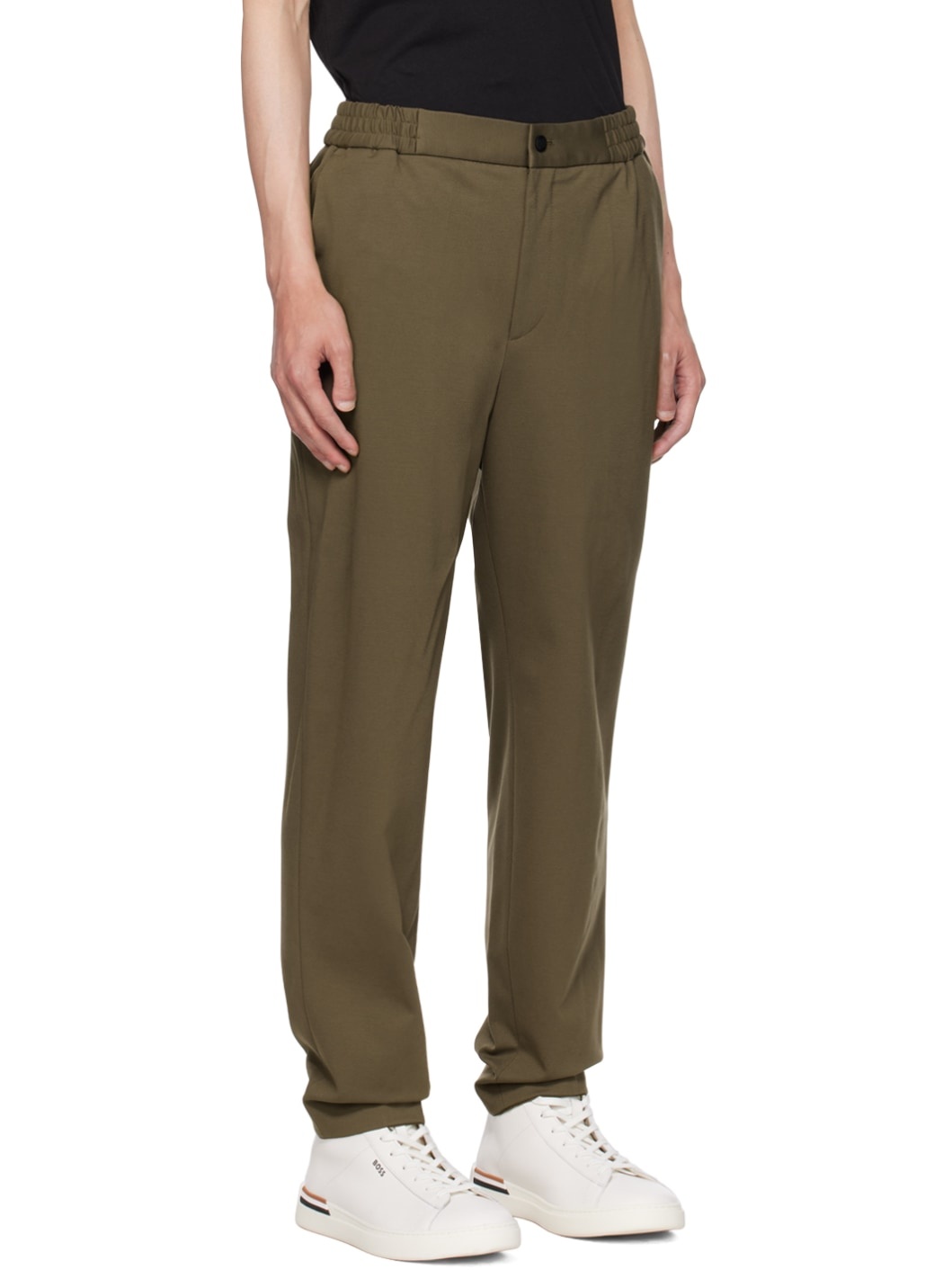 Khaki Elasticized Trousers - 2