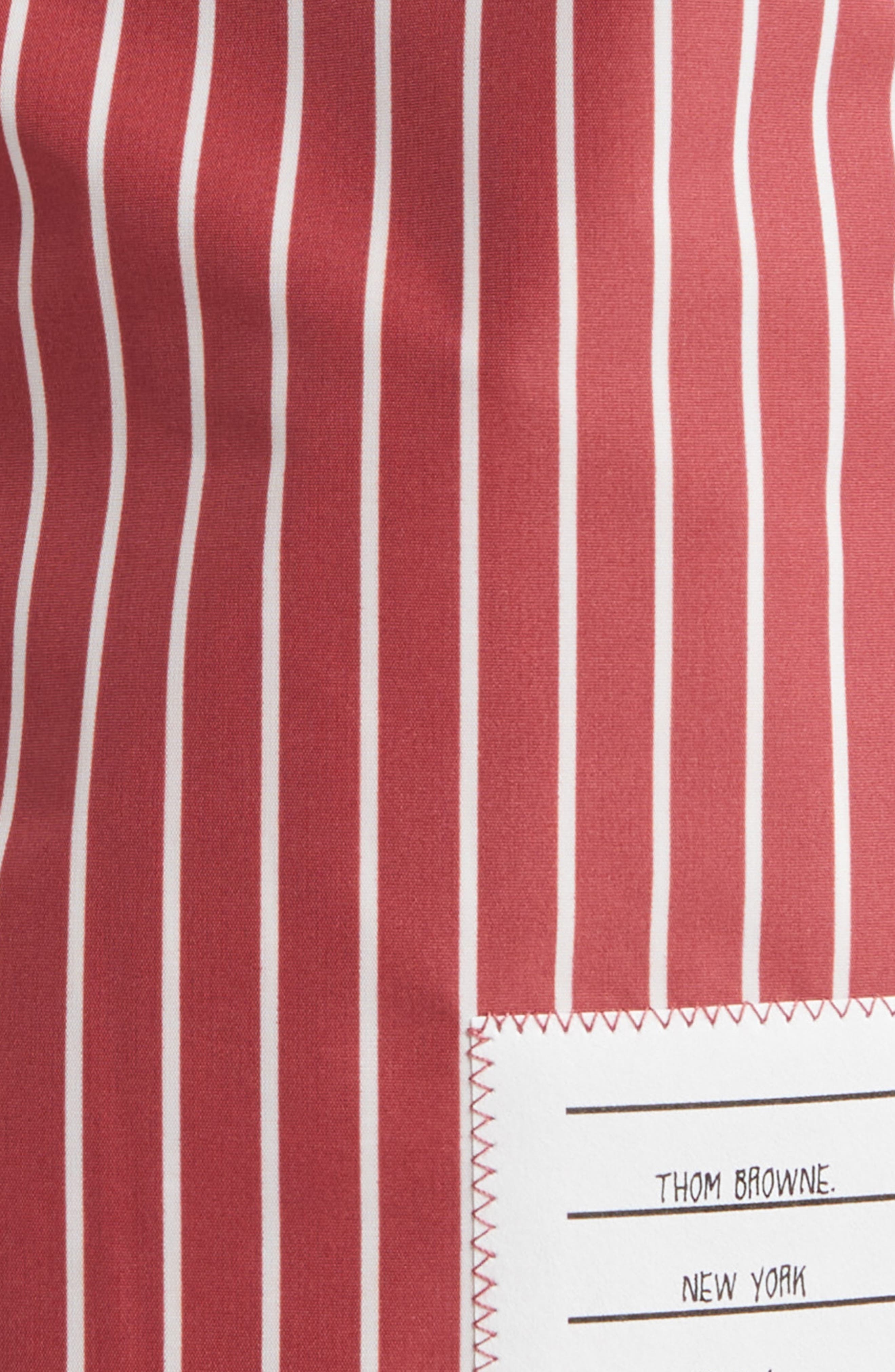 Thom Browne Stripe Nylon Swim Trunks in Burgundy at Nordstrom - 5