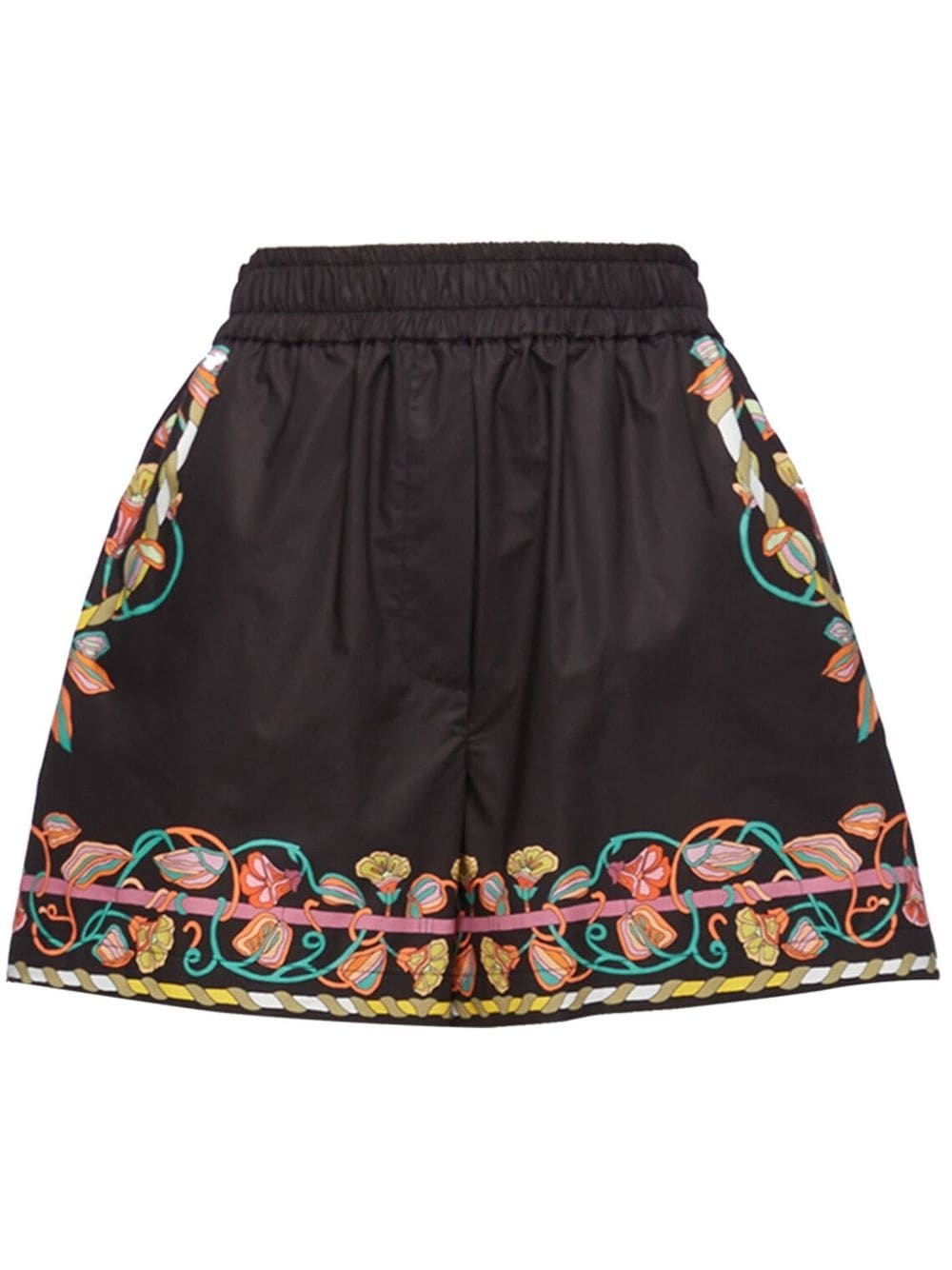 floral silhouette printed shorts - 1