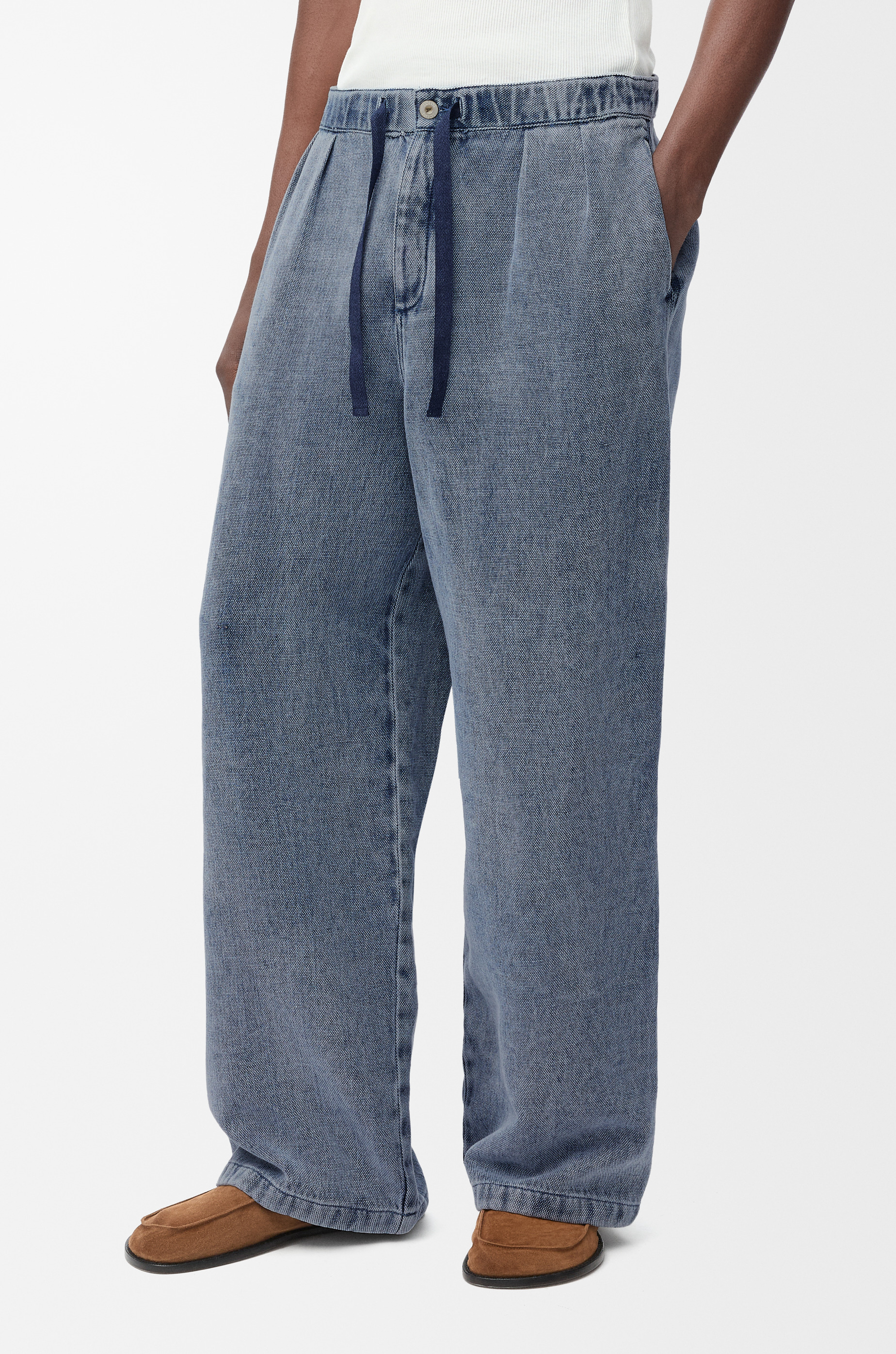Drawstring trousers in cotton and linen - 3