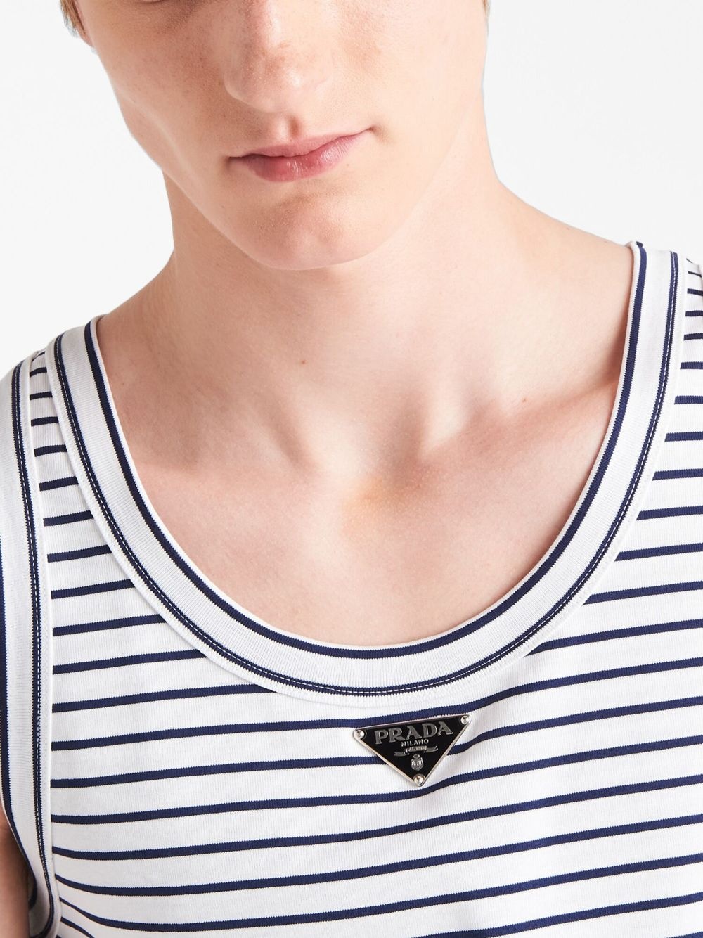 triangle-logo striped tank top - 5