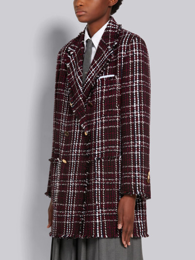 Thom Browne Burgundy Tartan Check Tweed Oversized Double Breasted Sack Jacket outlook