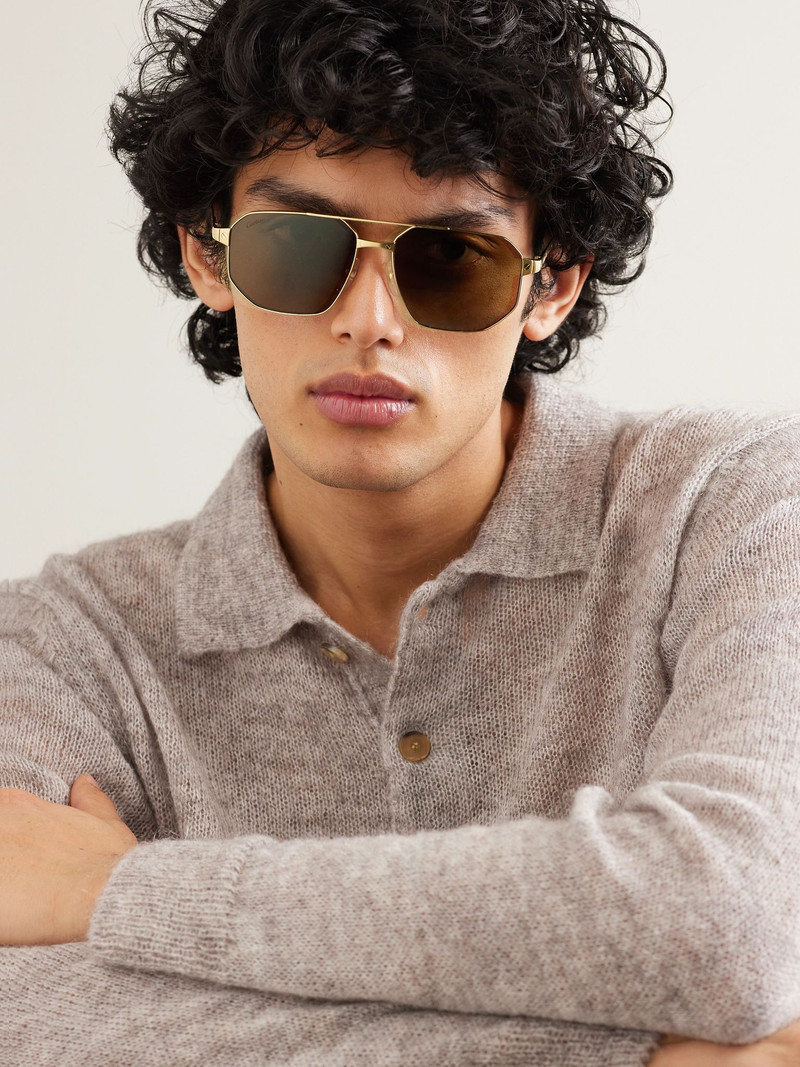 Cartier Santos de Cartier Aviator-Style Gold-Tone Sunglasses Gold outlook