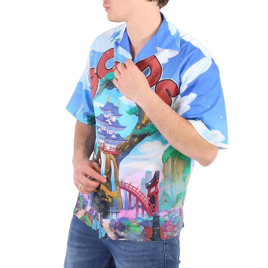 GCDS Men's One Piece Land Of Wano Graphic Bowling Shirt - 6
