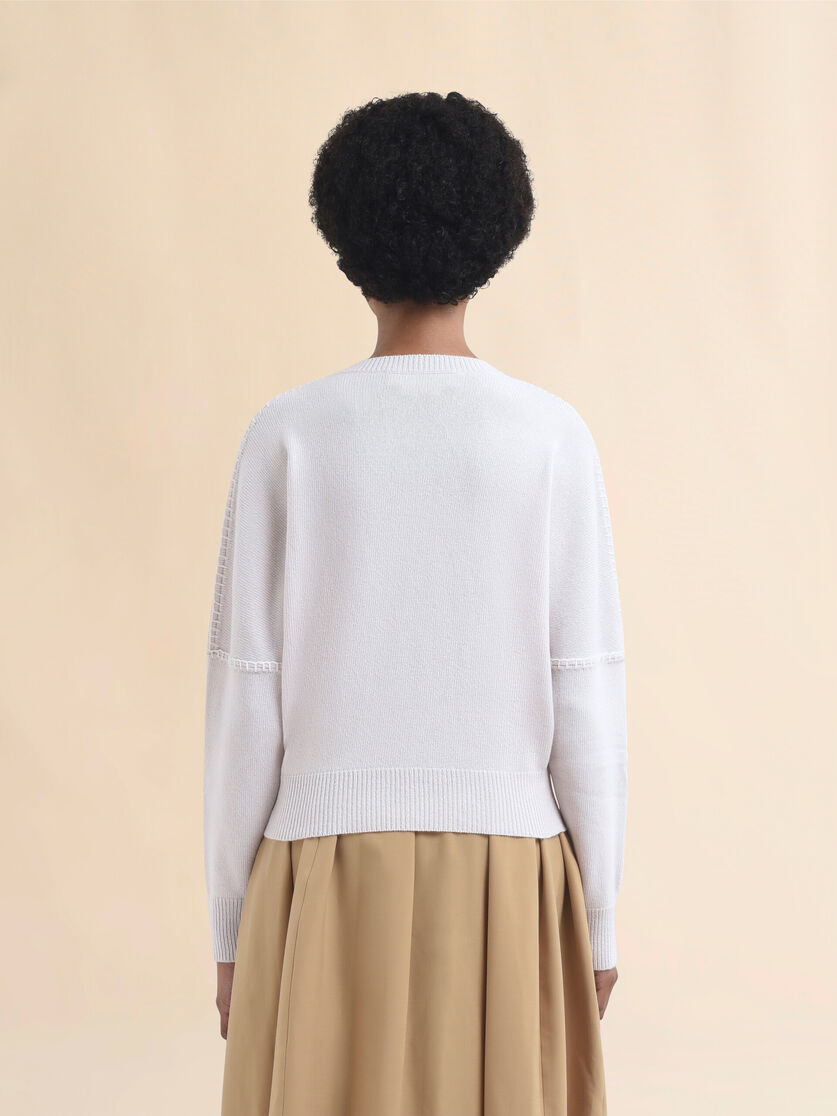 LIGHT PINK WOOL AND CASHMERE CREW NECK JUMPER WITH MARNI SYMBOL - 3