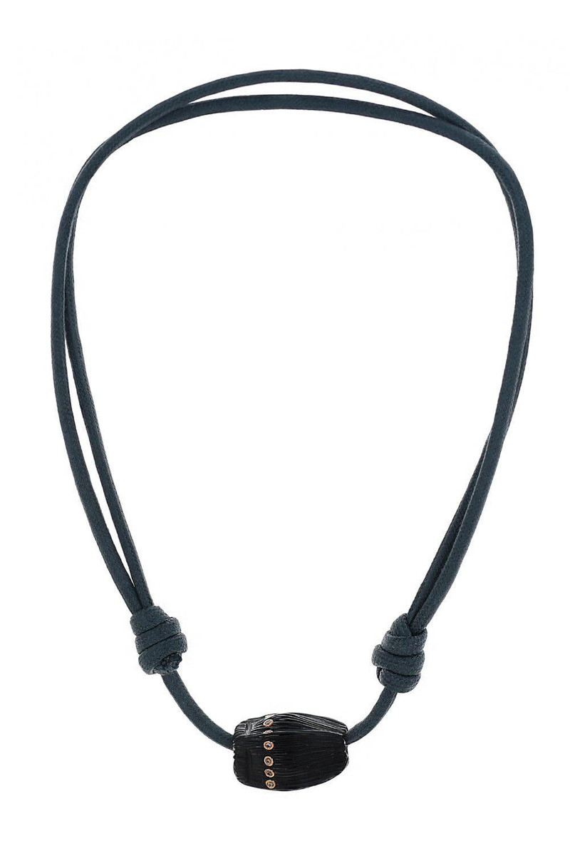 Blue Tiger Eye Aquamarine Carved Coquito Necklace 1
