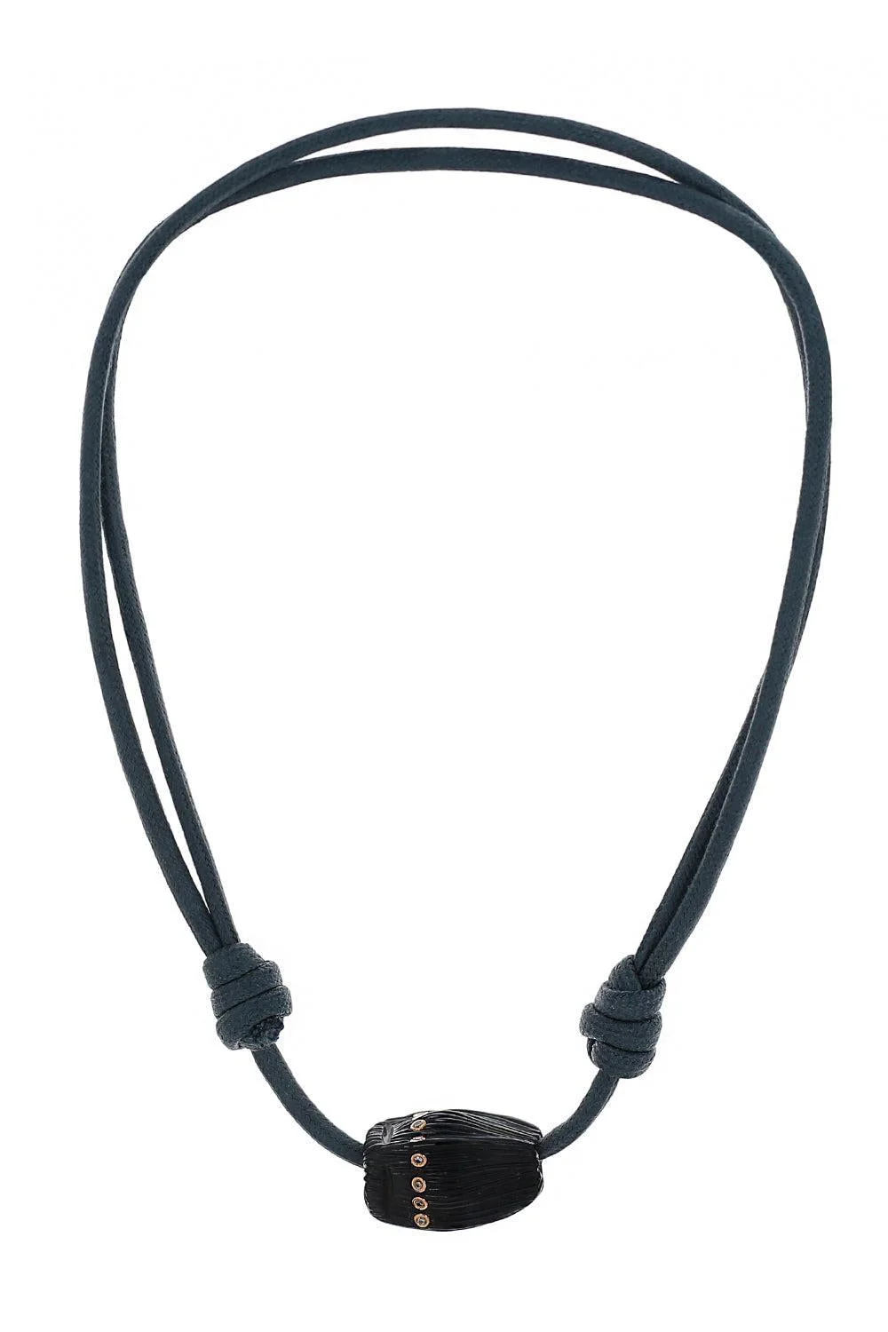Blue Tiger Eye Aquamarine Carved Coquito Necklace - 1
