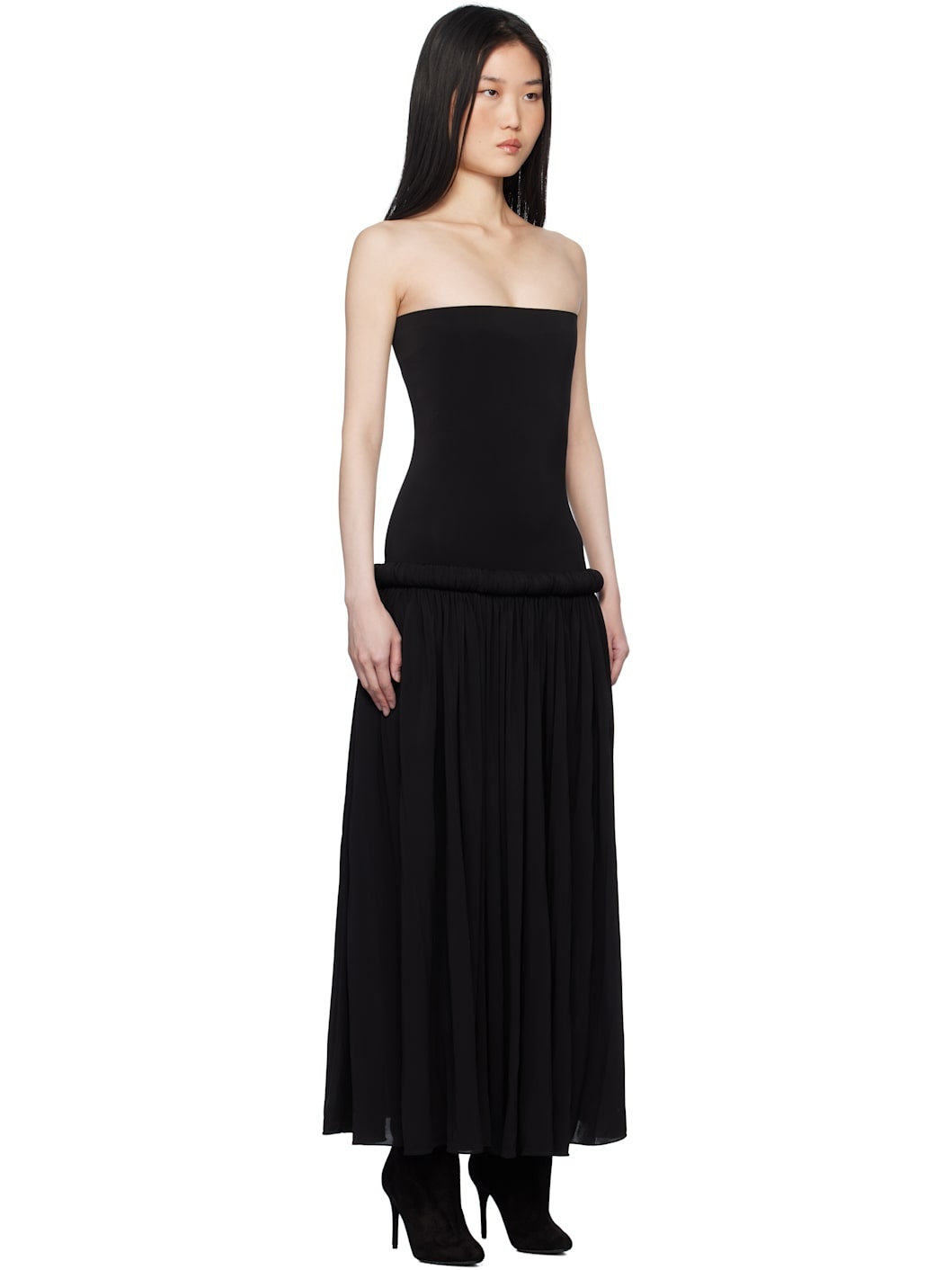 Black Strapless Maxi Dress - 2