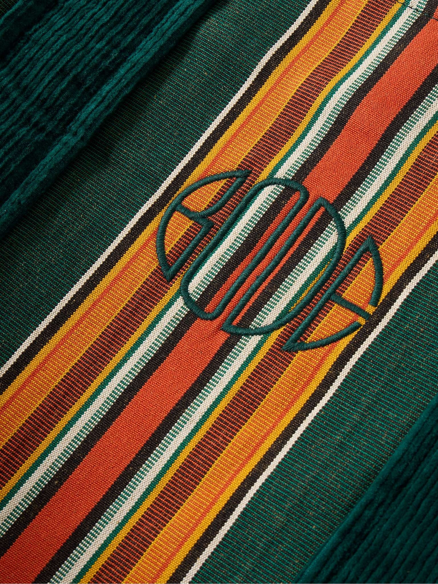Parakeet Logo-Embroidered Striped Canvas and Corduroy Tote Bag - 4