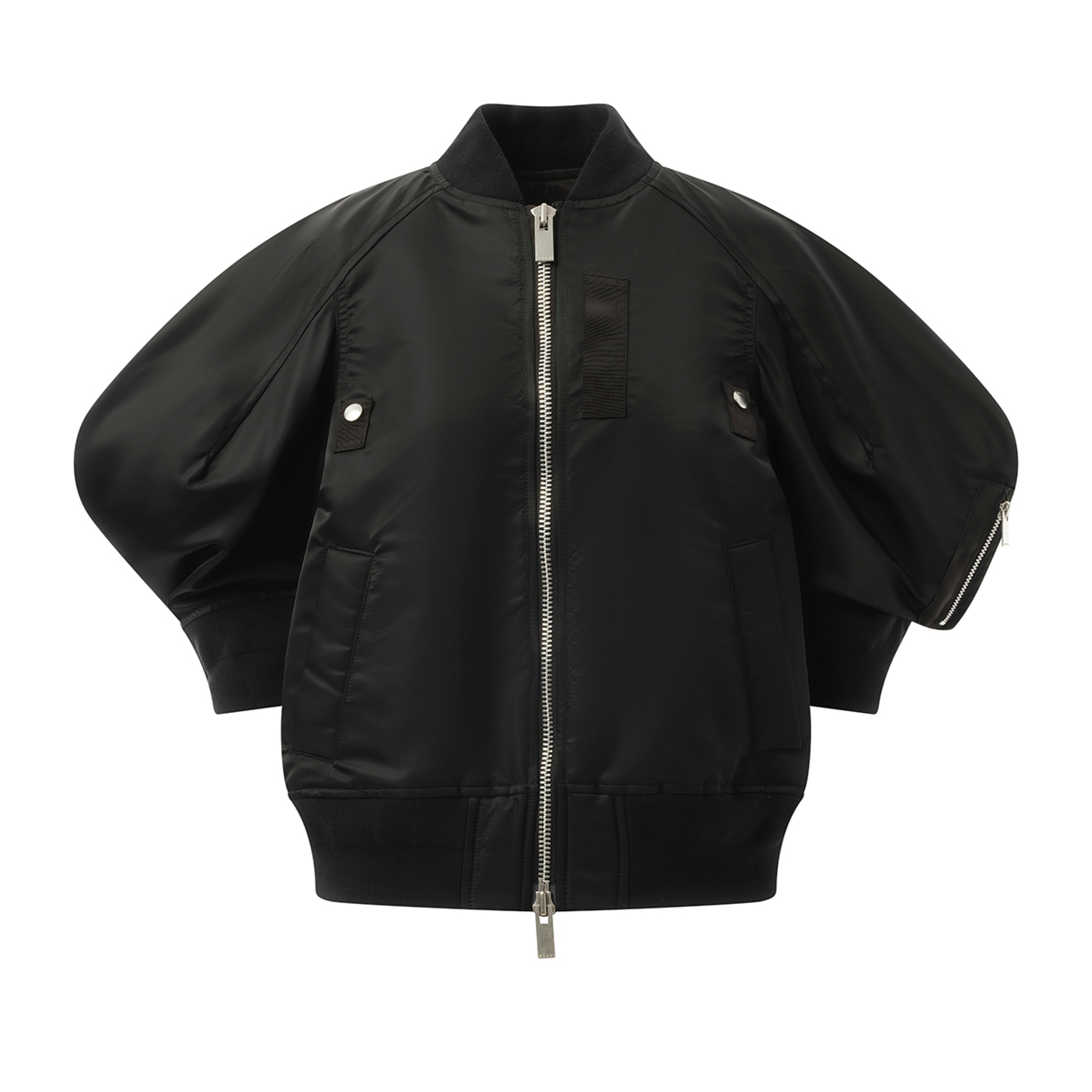 sacai Nylon Twill Quarter Sleeve Blouson in Black | REVERSIBLE