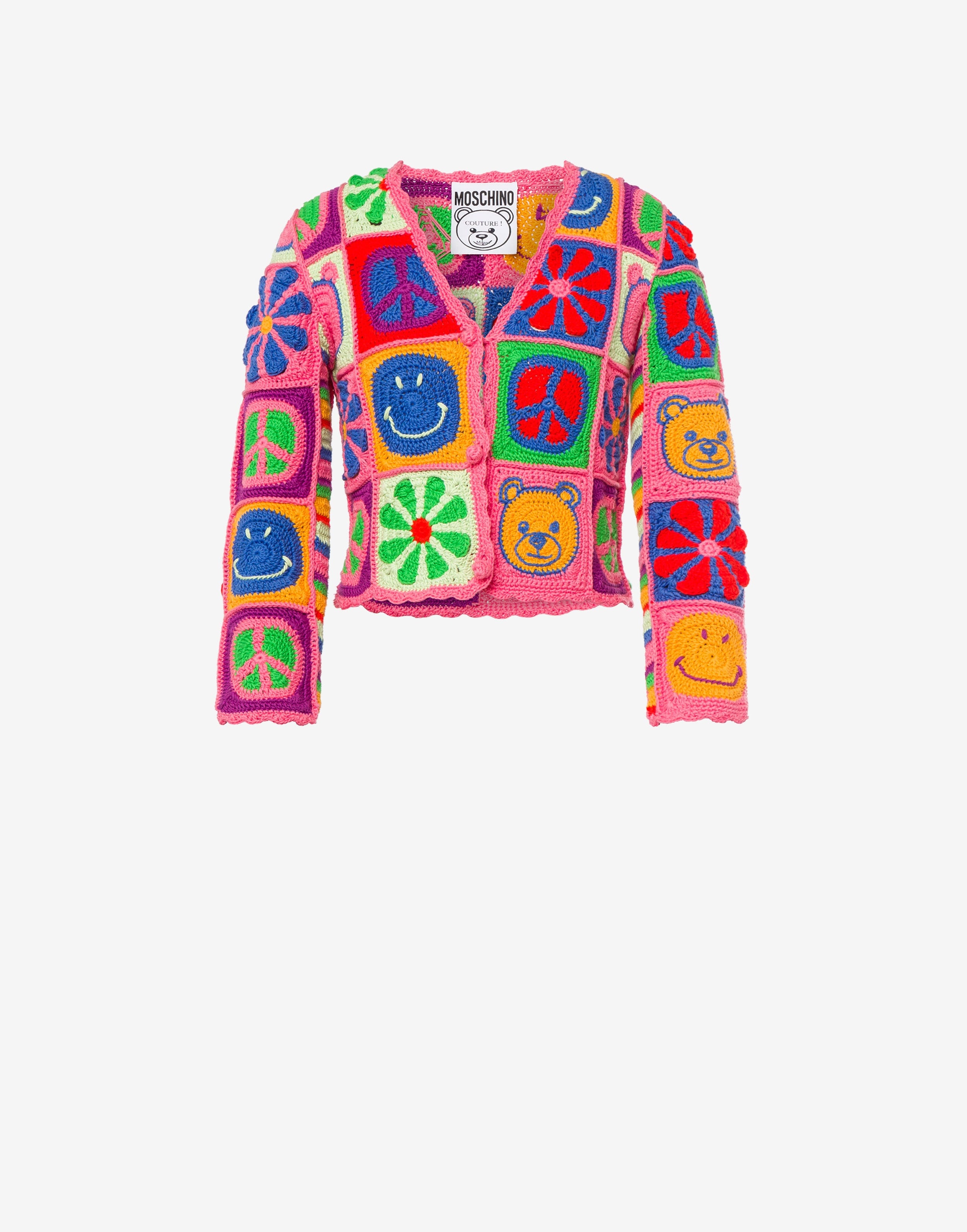 CROPPED MOSCHINO SYMBOLS CARDIGAN - 1