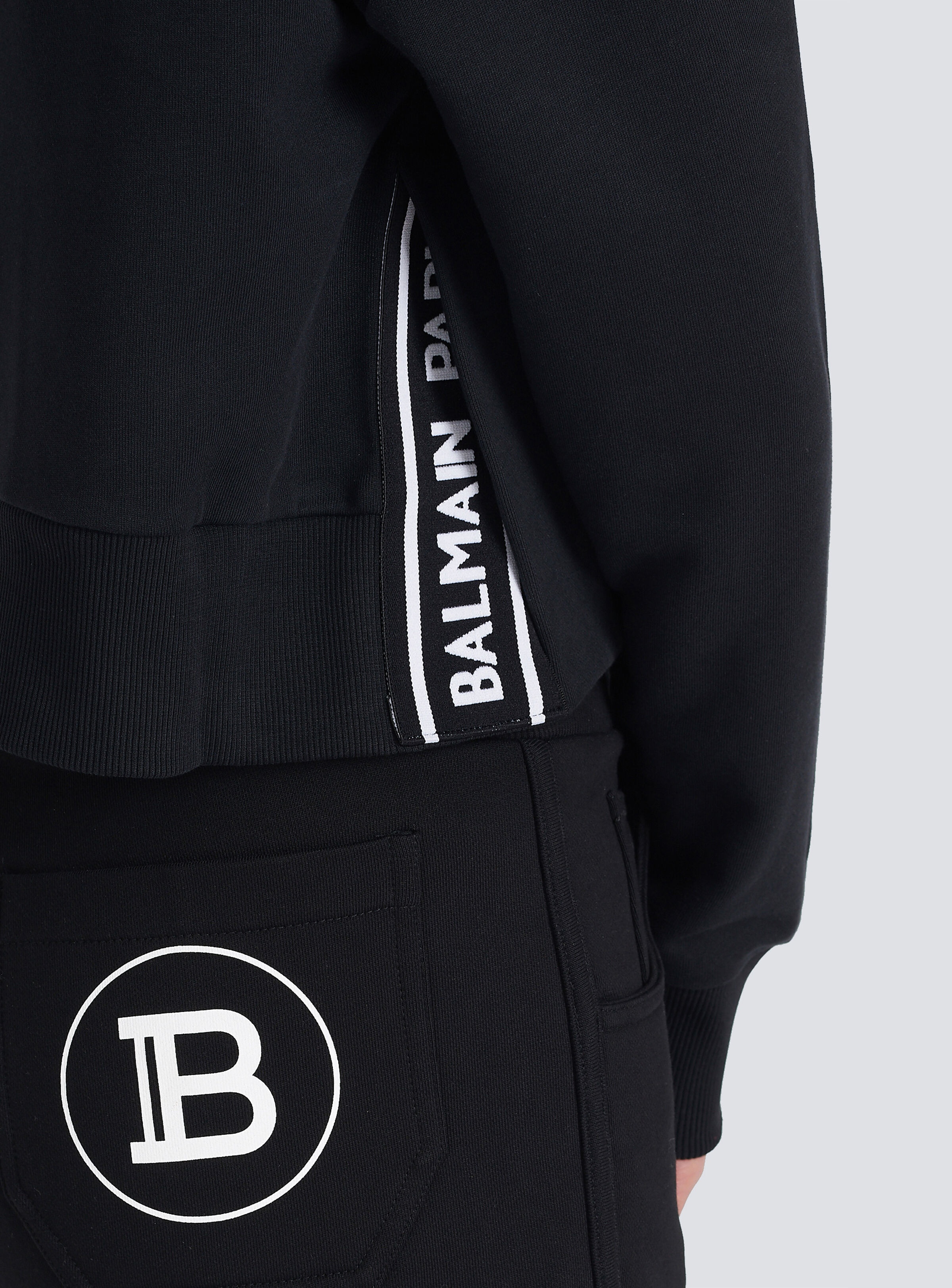 Eco-designed cotton sweatshirt with flocked Balmain logo - 9
