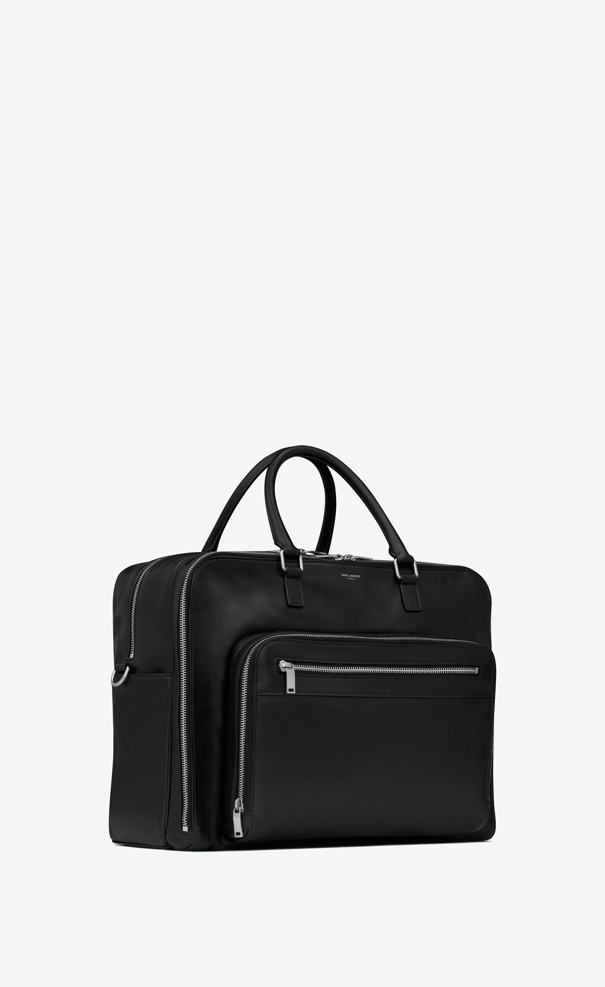 sl 24h weekender bag in smooth leather and cotton - 4