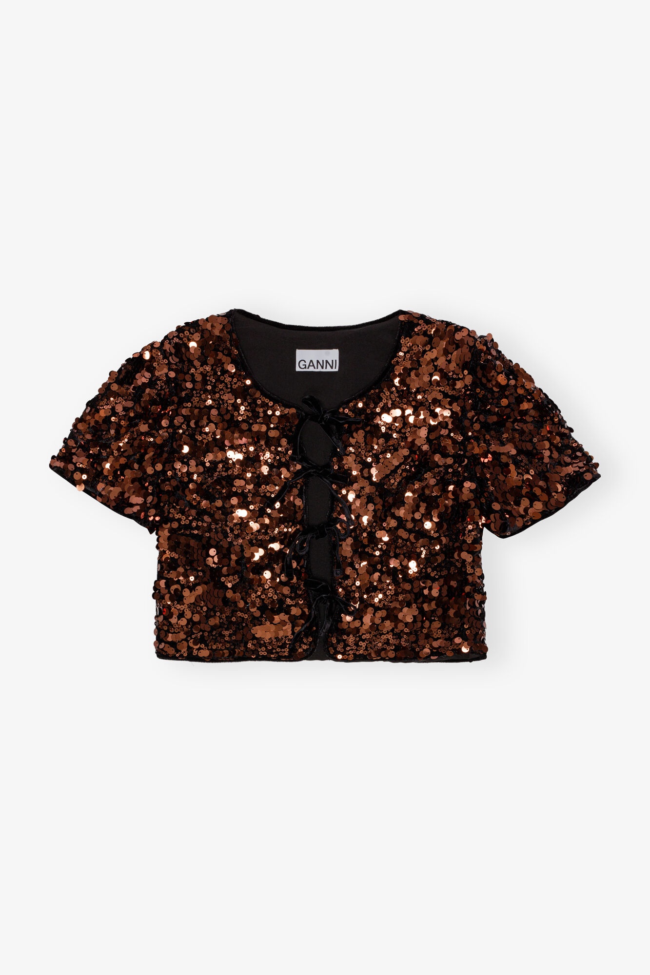 BROWN SEQUINS BLOUSE - 1
