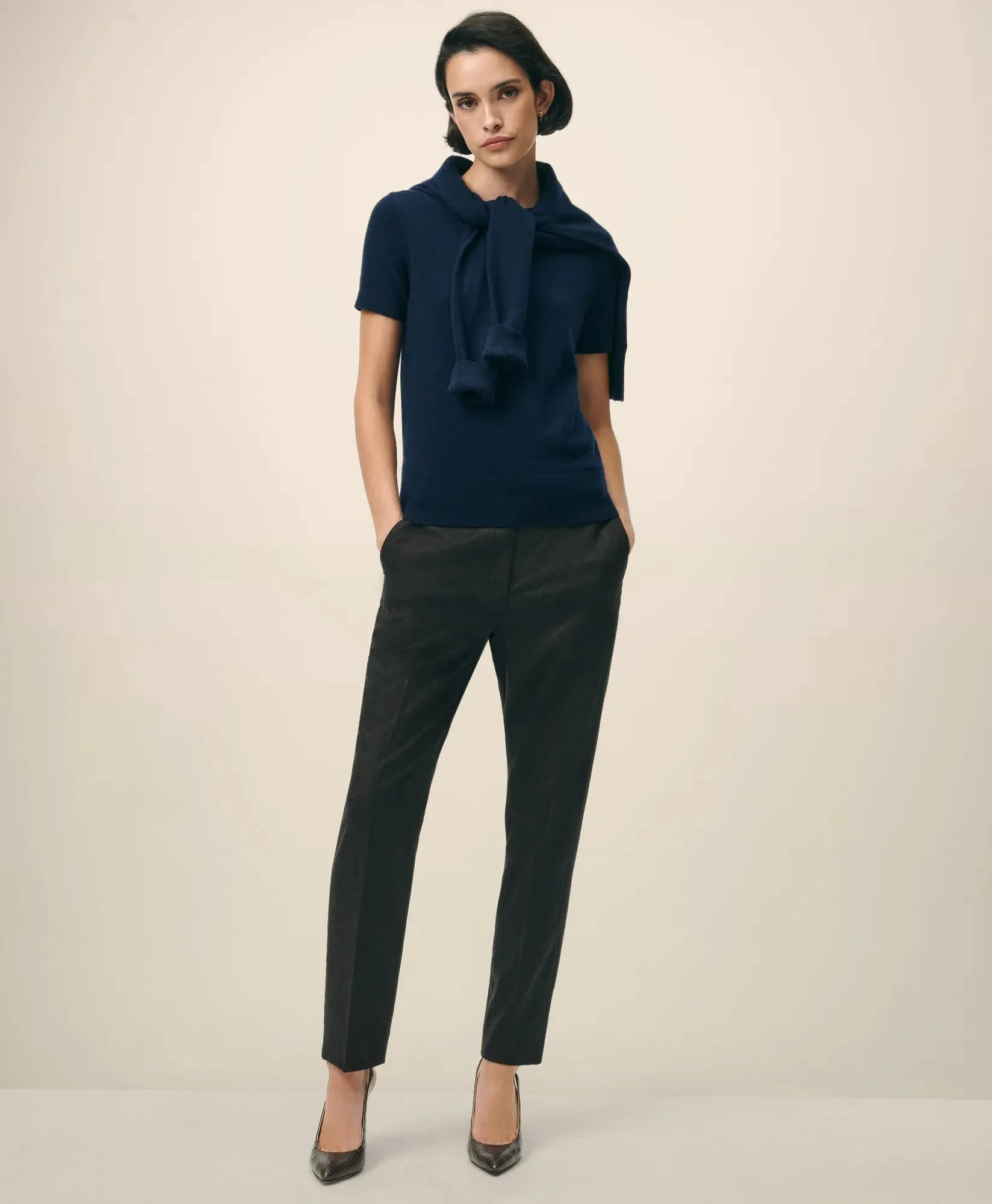 Short-Sleeve Shell Sweater in Cashmere - 1