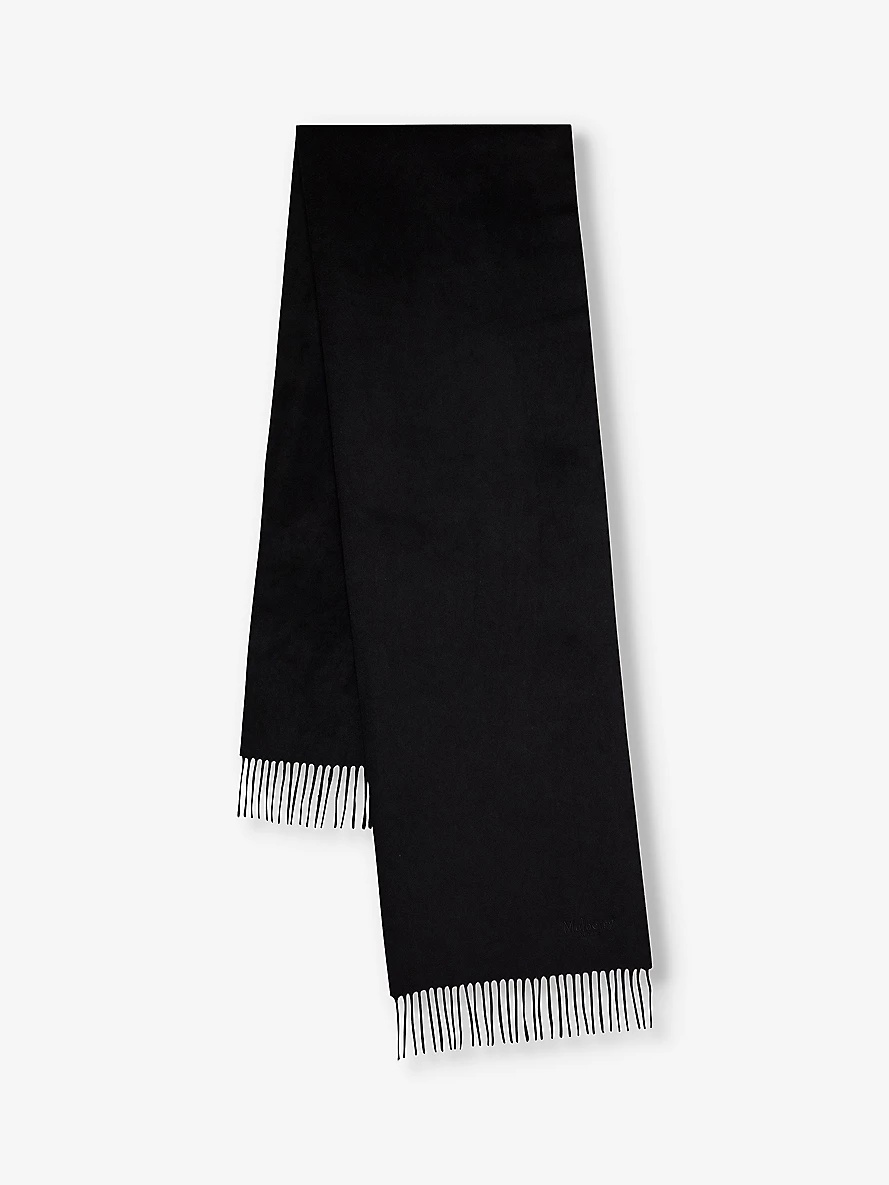 Branded fringed wool scarf - 1