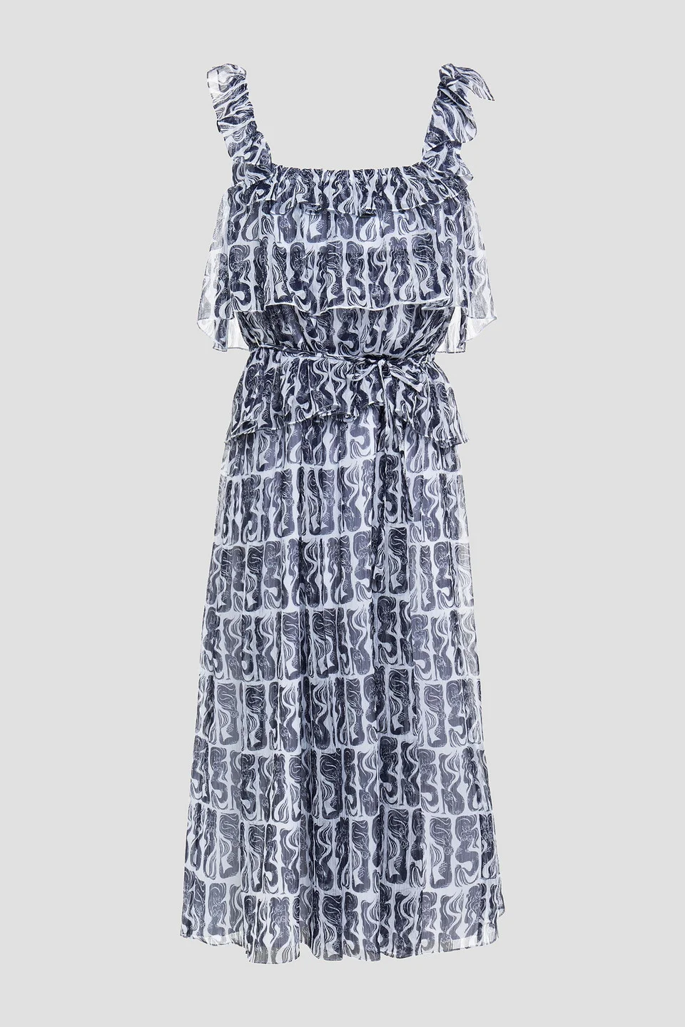 Tiered printed crepon dress - 1