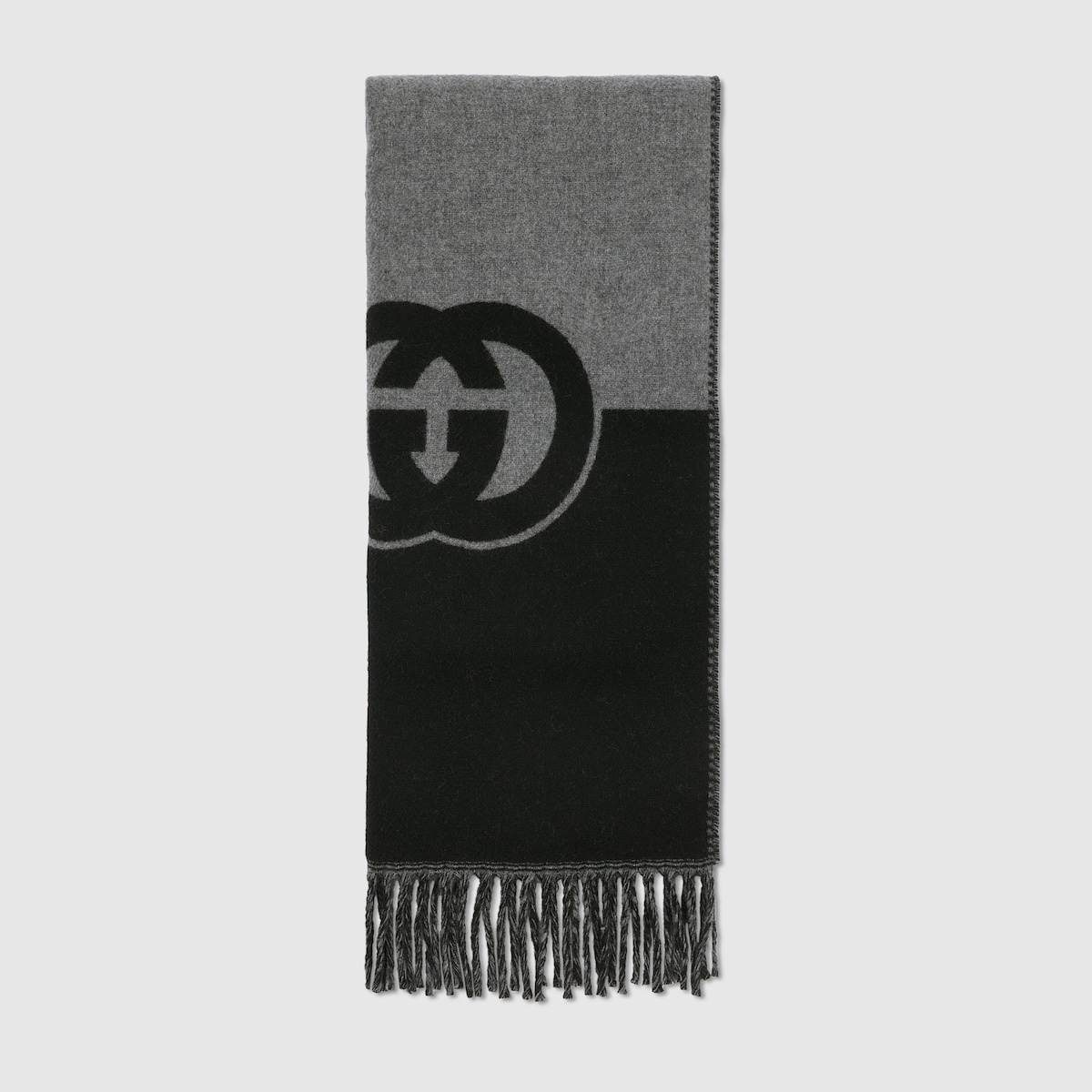 Wool cashmere scarf with Interlocking G - 1
