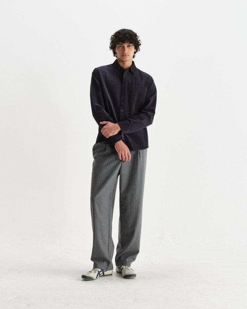 Shelly - Navy Seersucker Corduroy Shirt 4