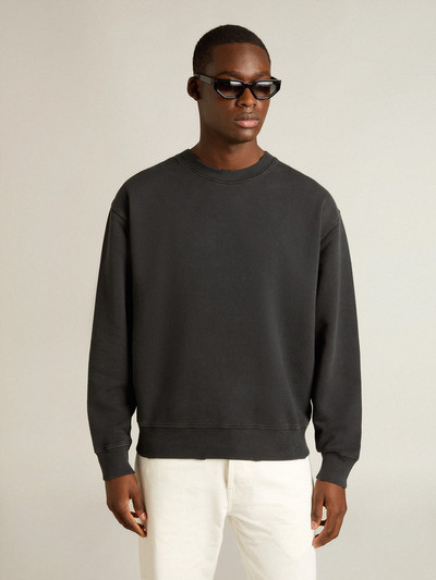 Golden Goose Sweatshirt in washed black with reverse logo on the back - Asian fit outlook