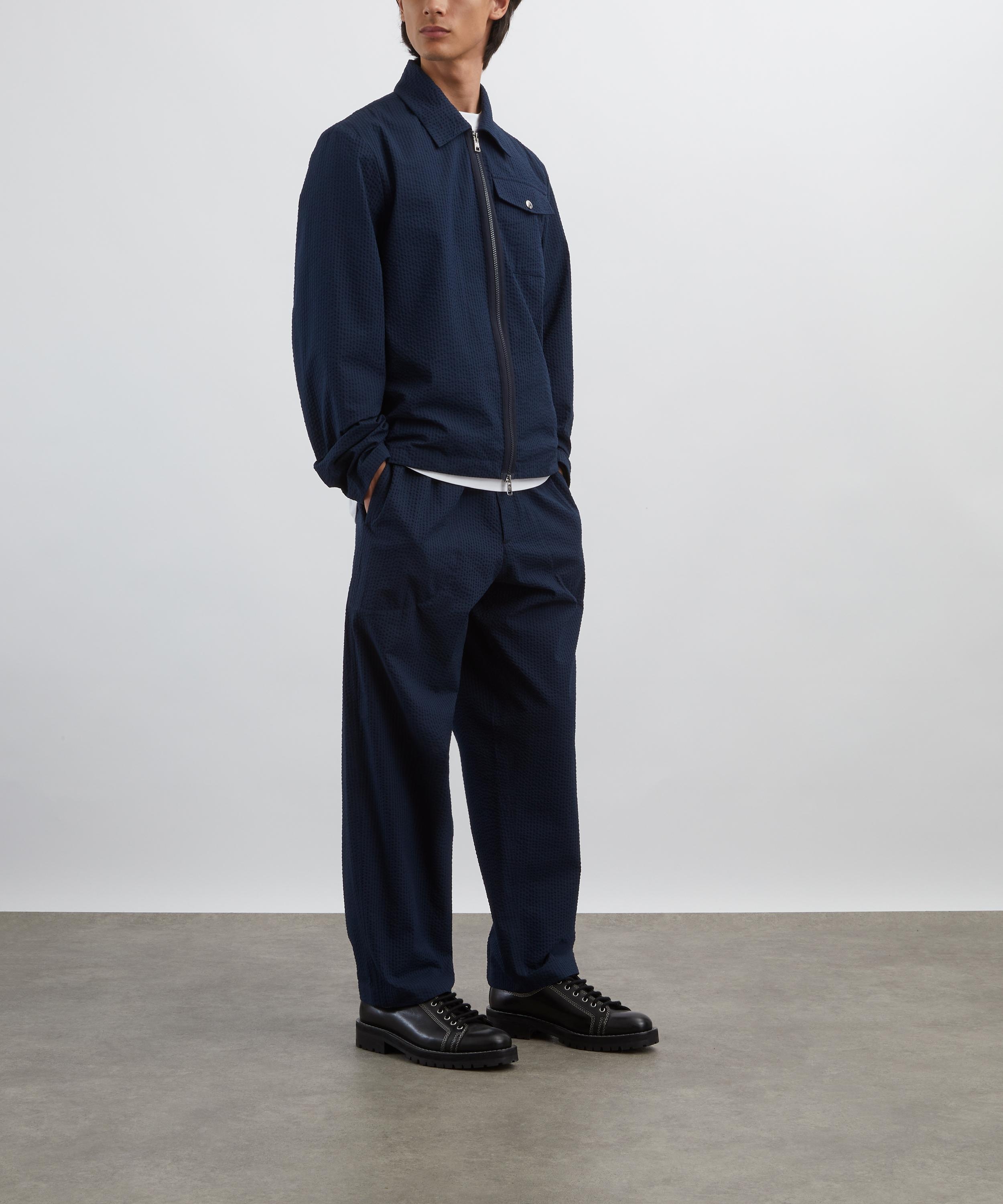 Dark Blue Seersucker Trousers - 2
