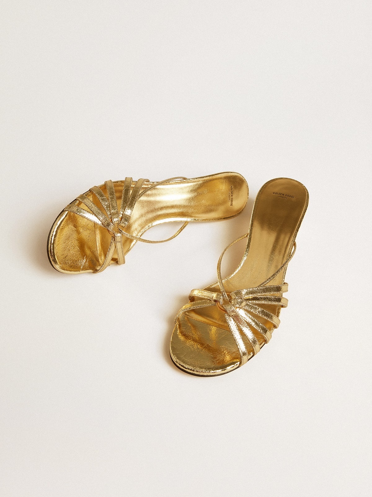 Nico kitten heel sandals in metallic gold leather - 2