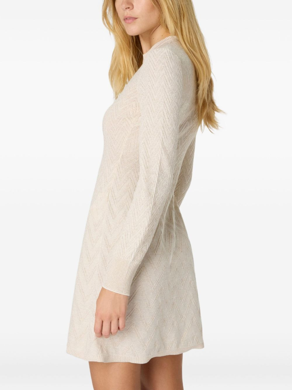 zigzag-pattern long-sleeve mini dress - 4