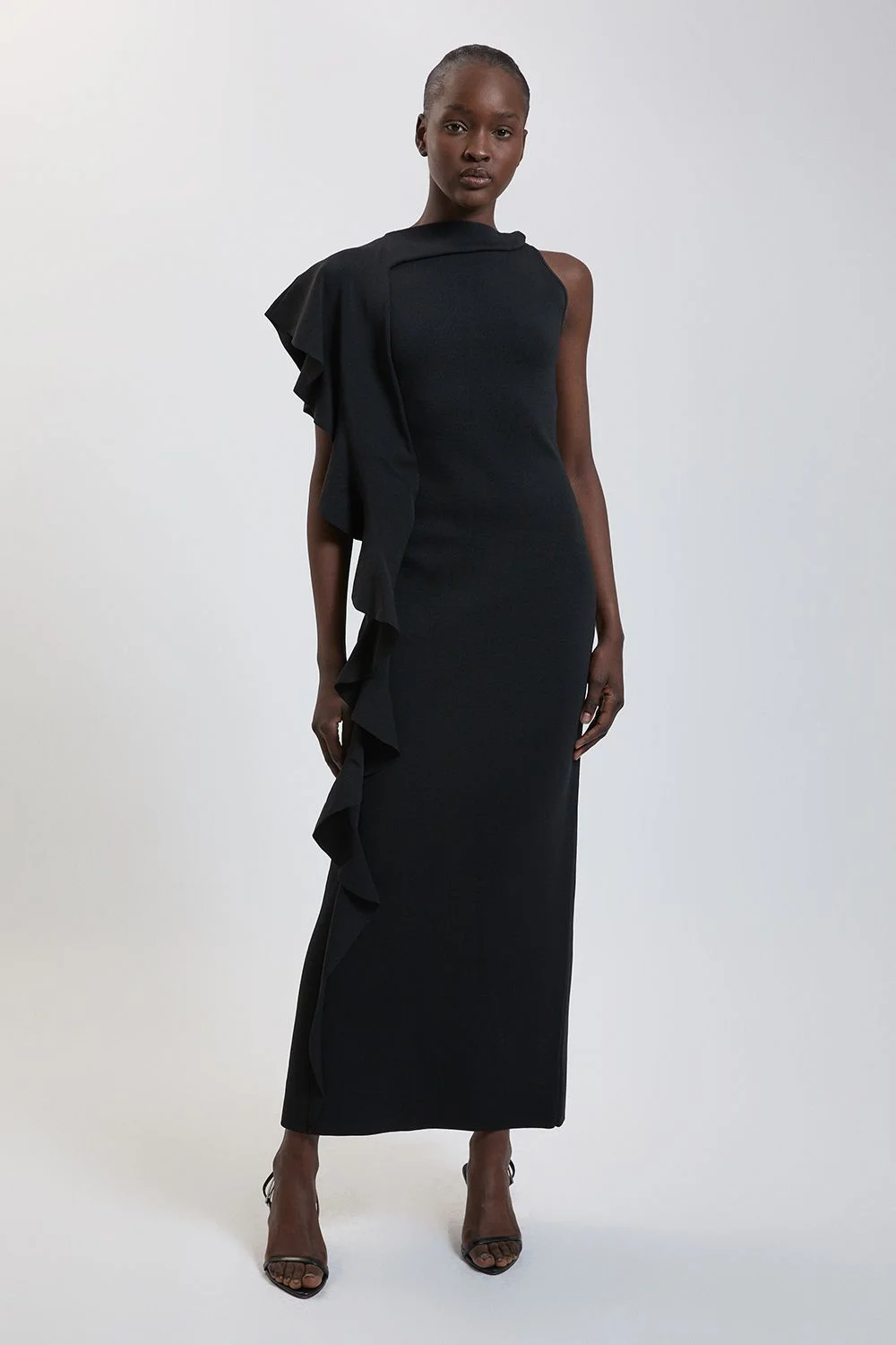Knitted Milano Ruffle Drama Detail Midi Dress - 1
