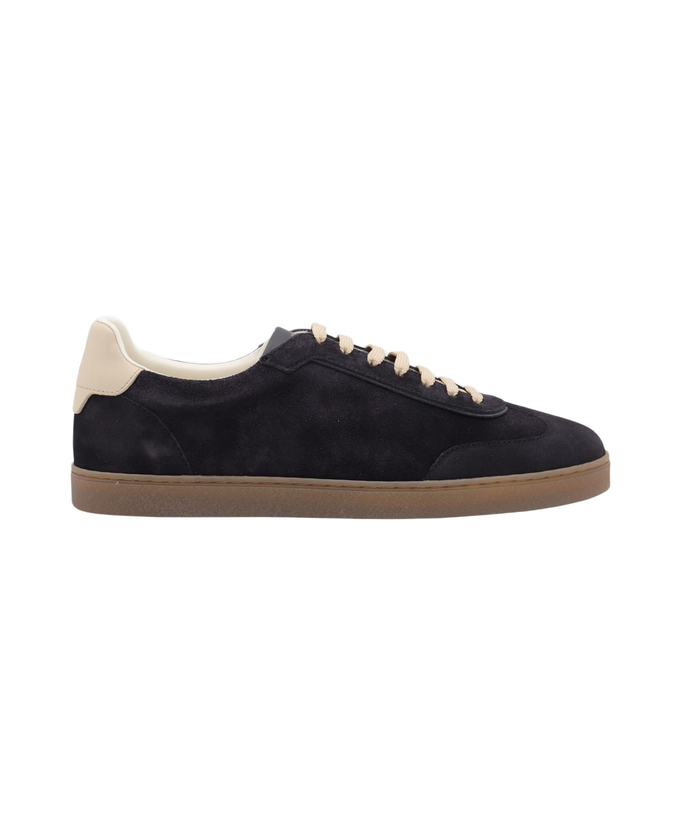 Dark Blue Leather Sneakers - 1