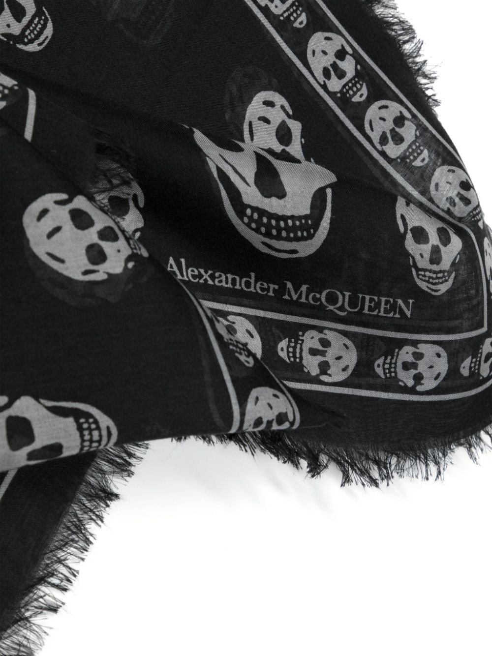 skull-print frayed scarf - 3