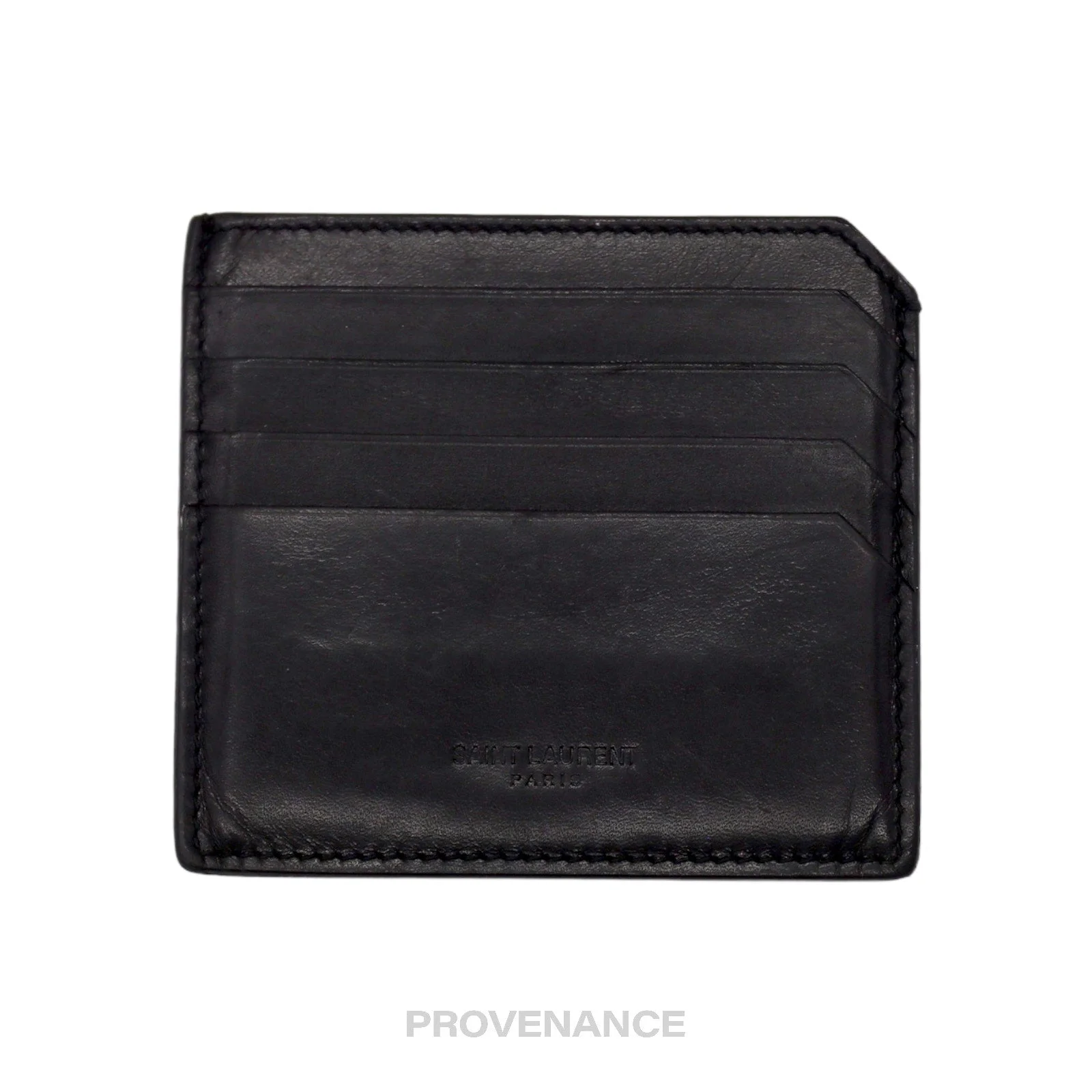 SLP Card Holder Wallet - Black Calfskin Leather - 1