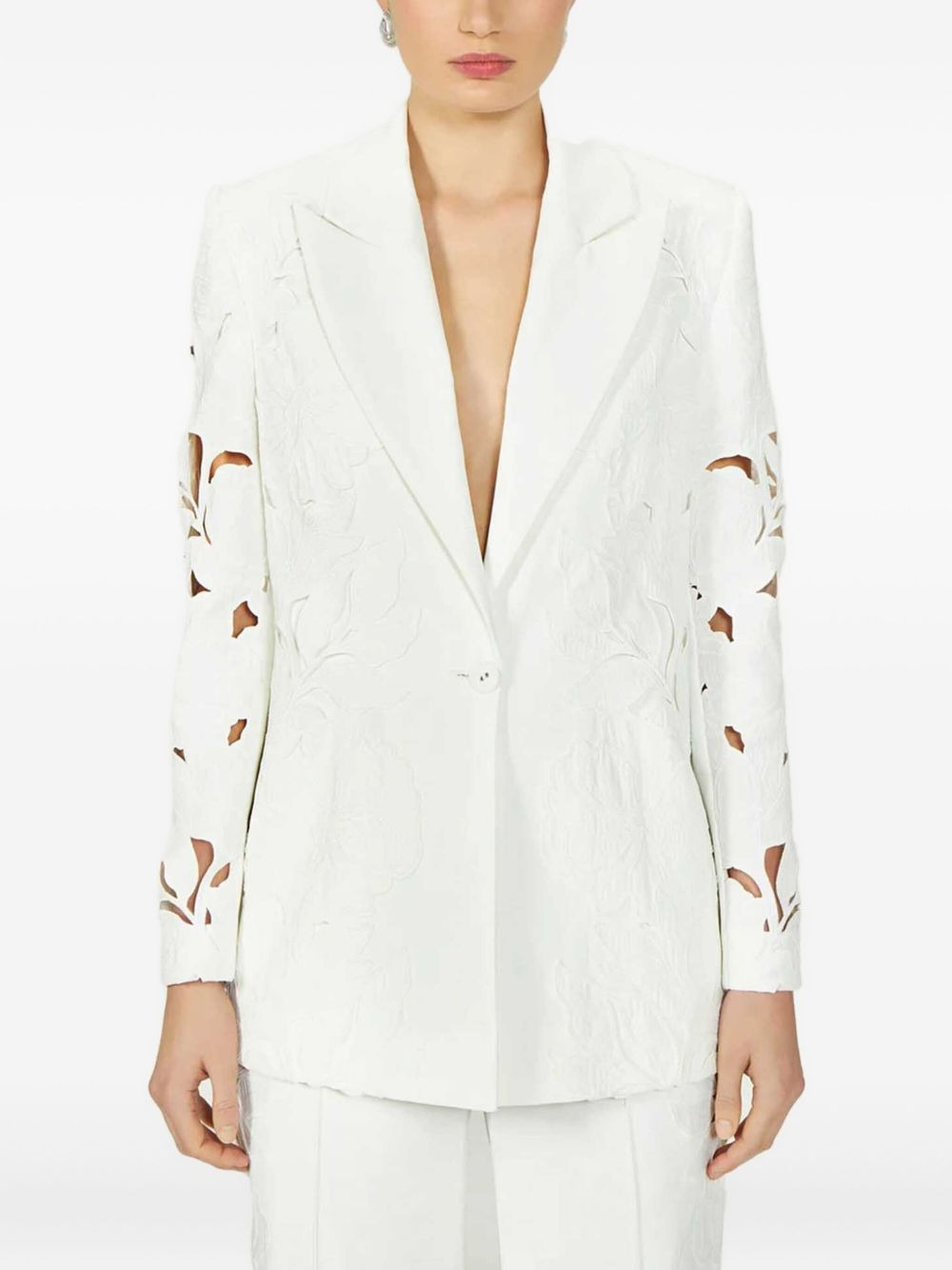 Neff floral-lace cut-out blazer - 3