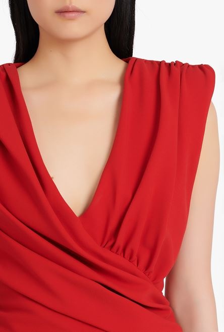 Short draped red jersey dress - 6