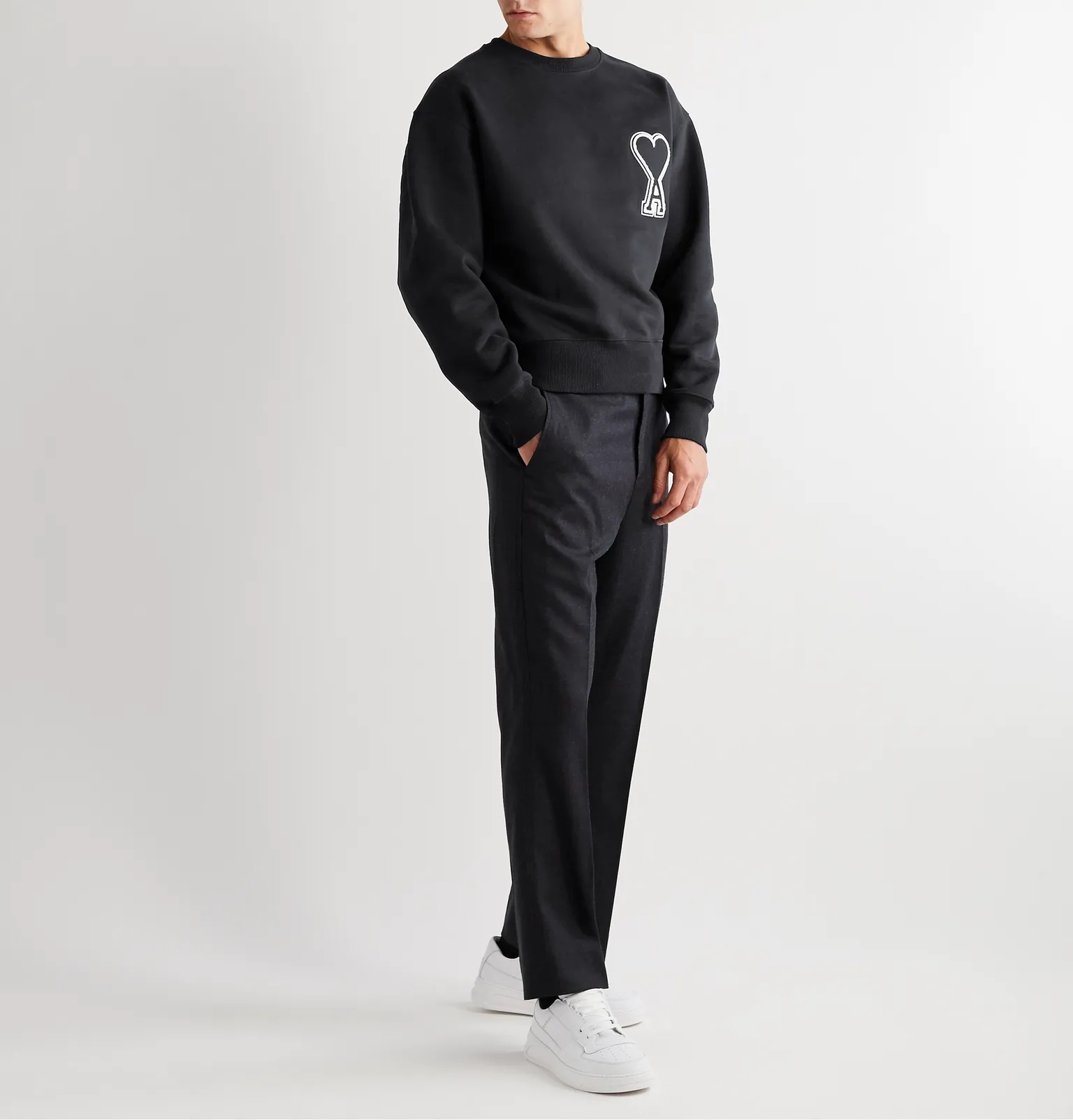 Logo-Appliquéd Mélange Loopback Cotton-Jersey Sweatshirt - 12