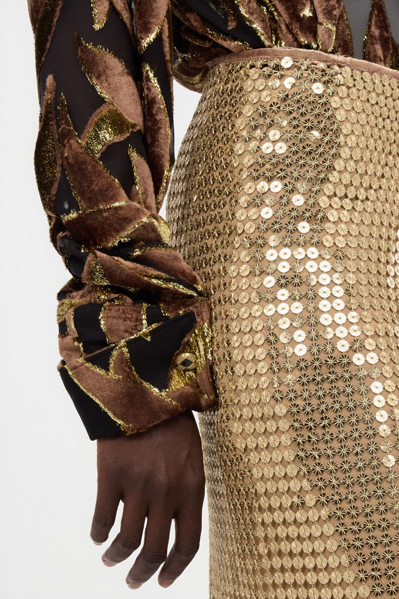 Gold Sequin Midi Skirt 6