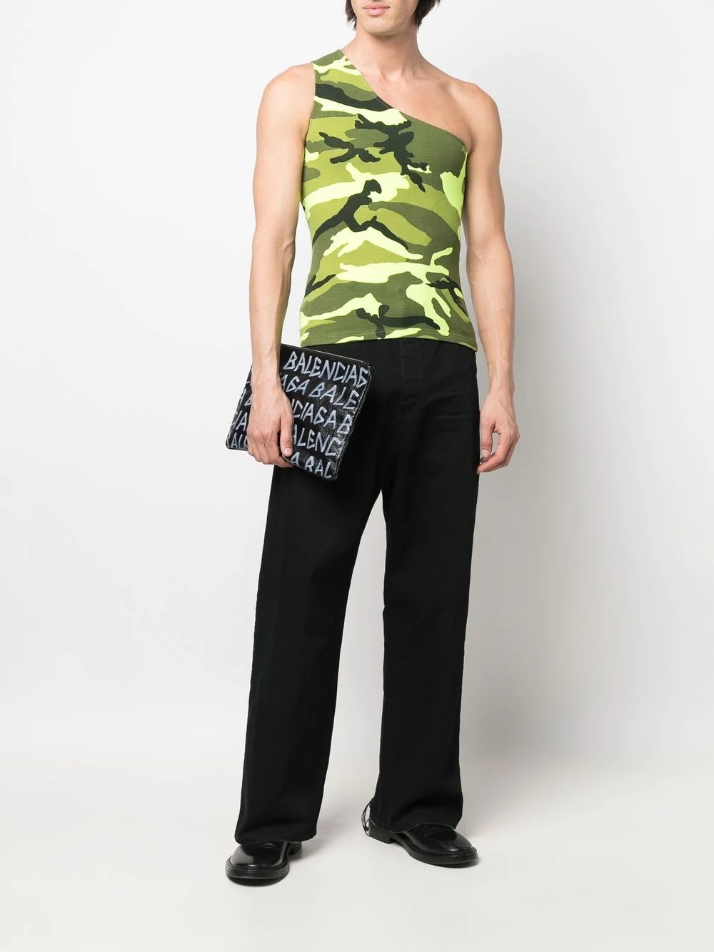 asymmetric camouflage-print tank top - 2