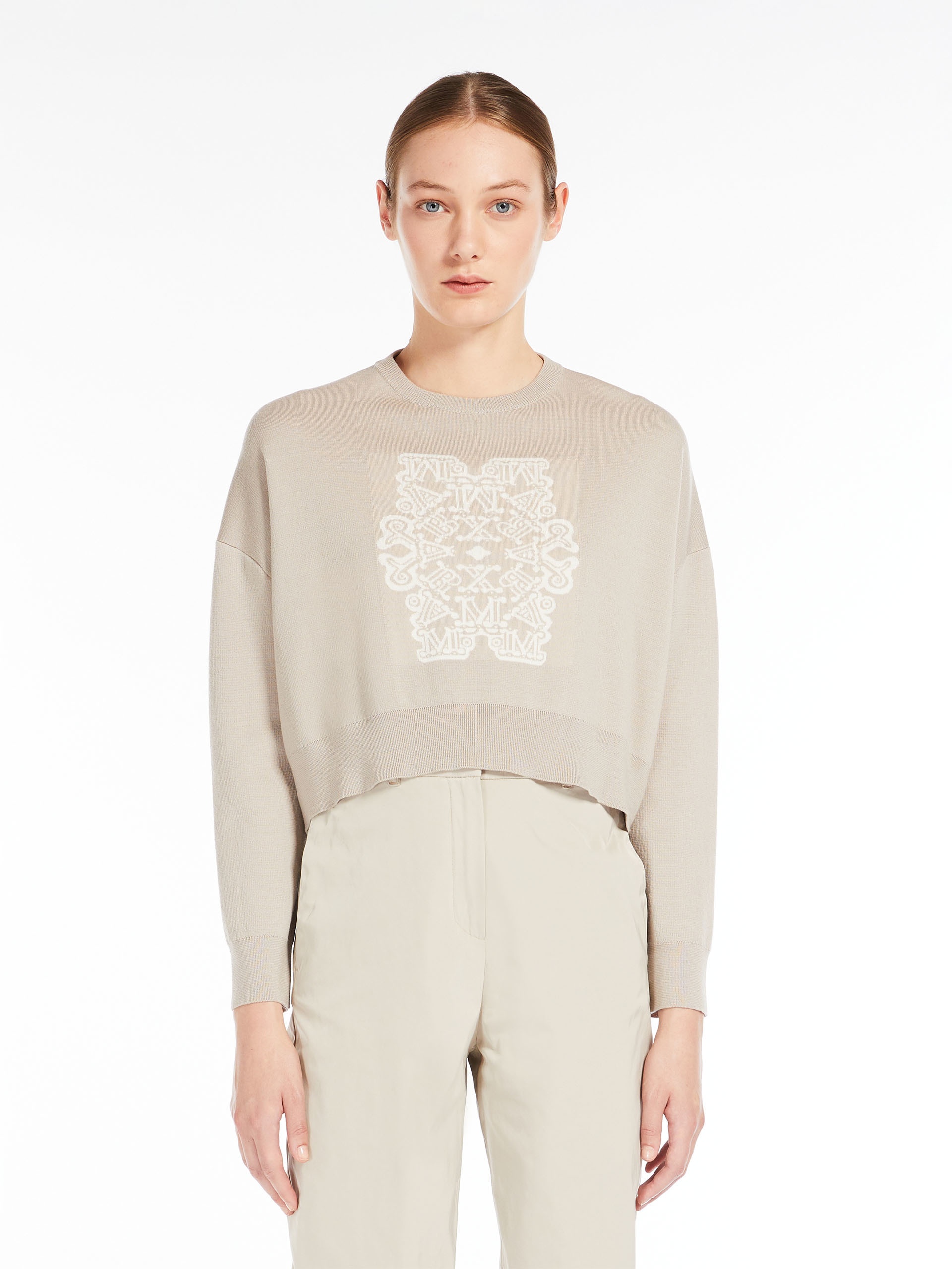 SIR Cropped jumper in jacquard wool - 3