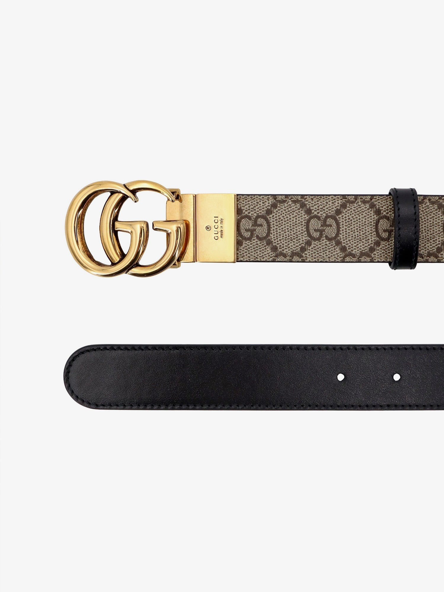 Gucci Women Gg Supreme Fabric And Leather Reversible Belt - 2