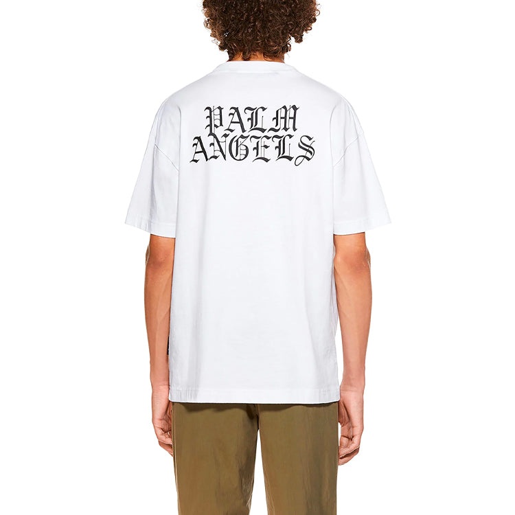 Palm Angels Burning Head Short-Sleeve T-Shirt 'White/Yellow' PMAA001R21JER0040118 - 4