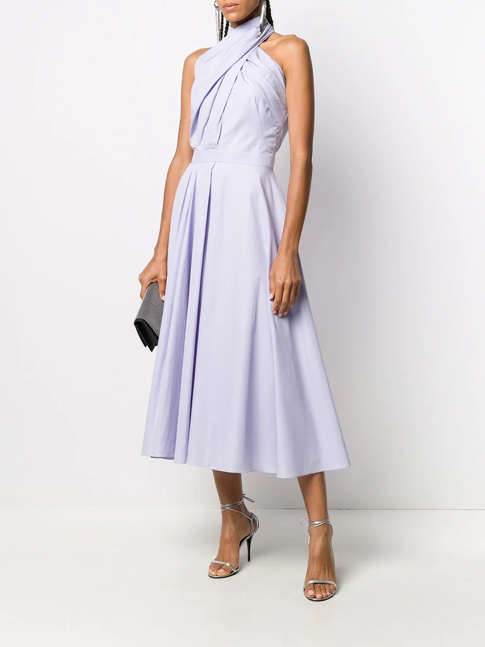 crossover neck midi dress - 2