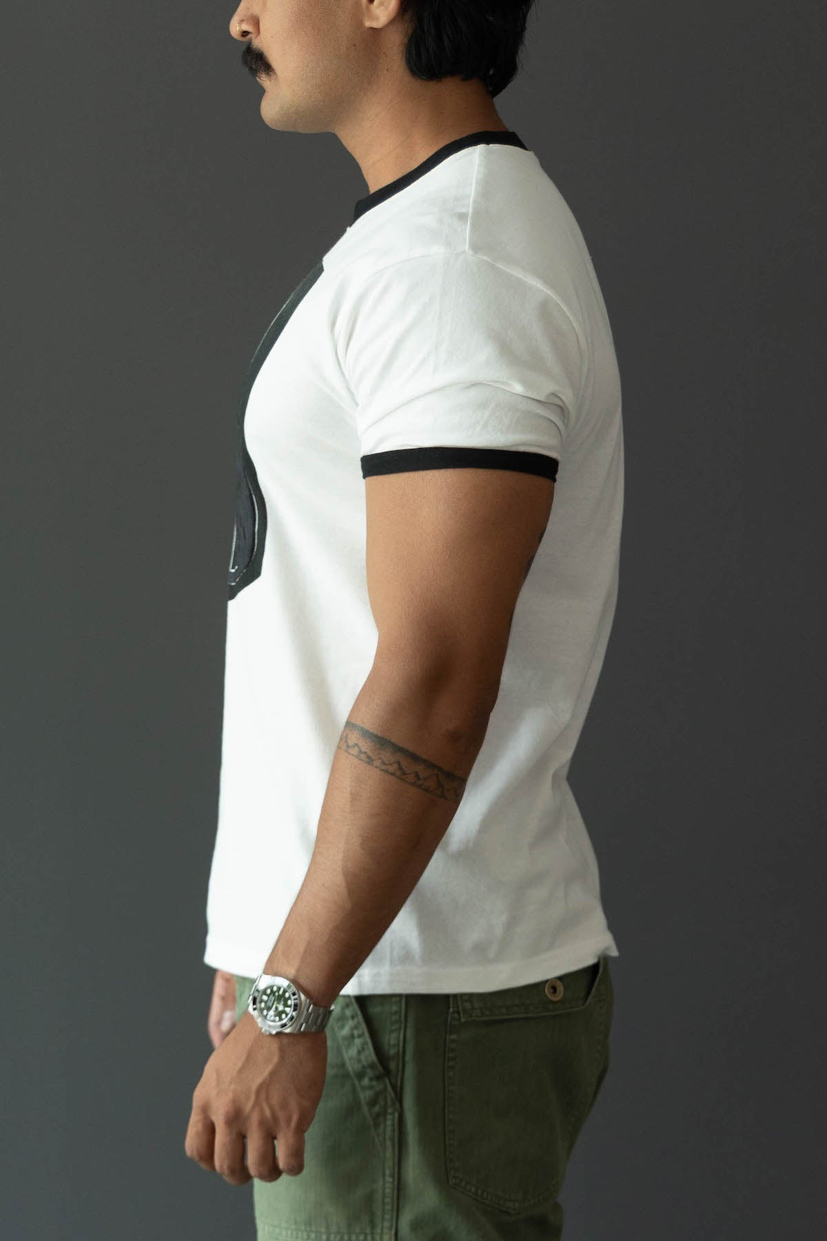 20/-JERSEY RINGER T (DENIM MEN LOVE CATS SCRATCH) - WHITE - 3