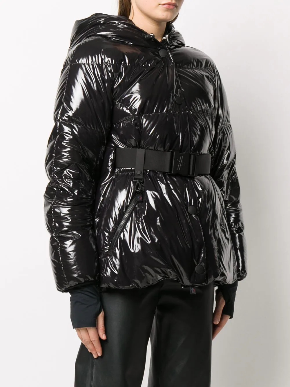 padded belted down jacket - 8