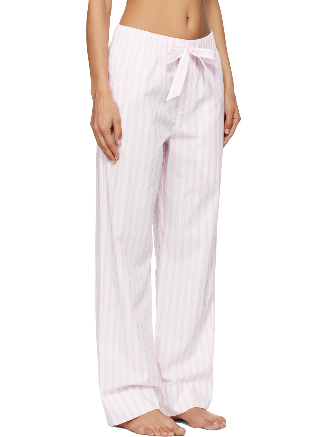 White & Pink Poplin Pyjama Pants - 2