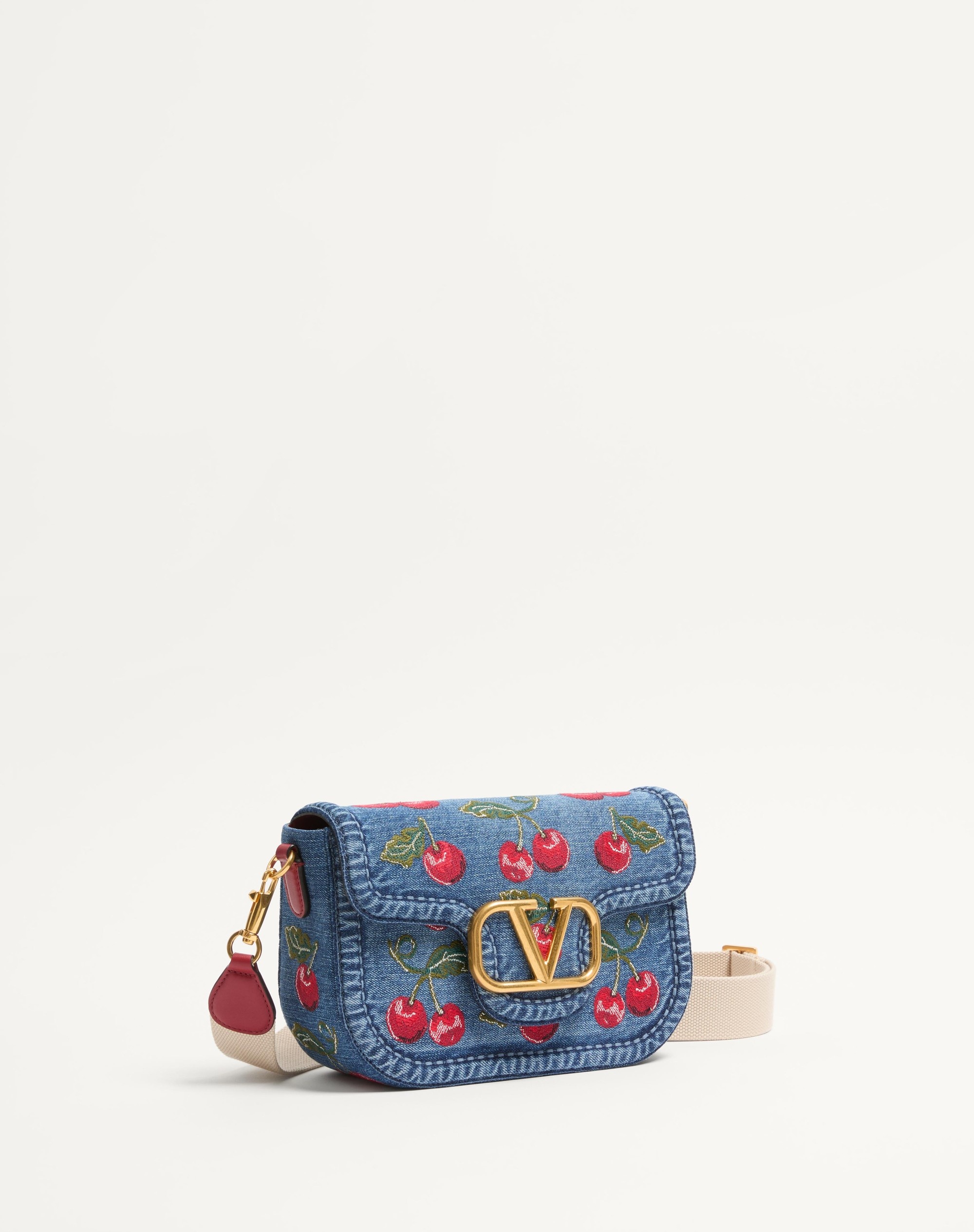 VALENTINO GARAVANI ALLTIME DENIM SHOULDER BAG WITH CHERRYFIC EMBROIDERY - 2